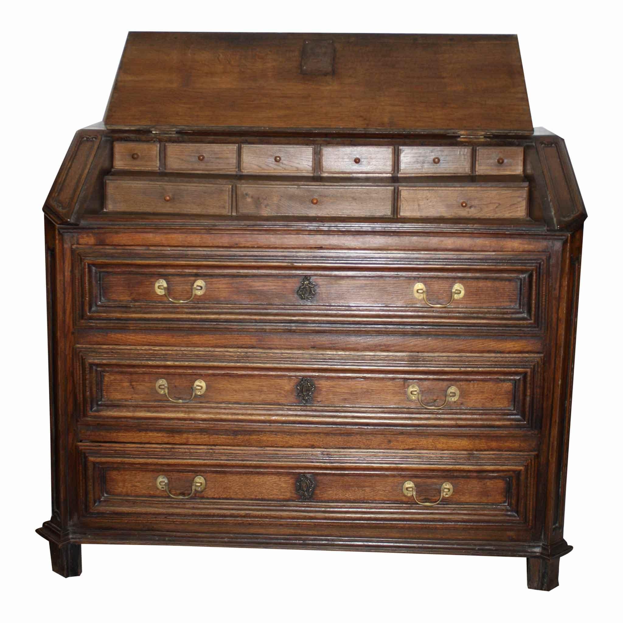 European Oak Slant-Front Chest Desk, circa 1800