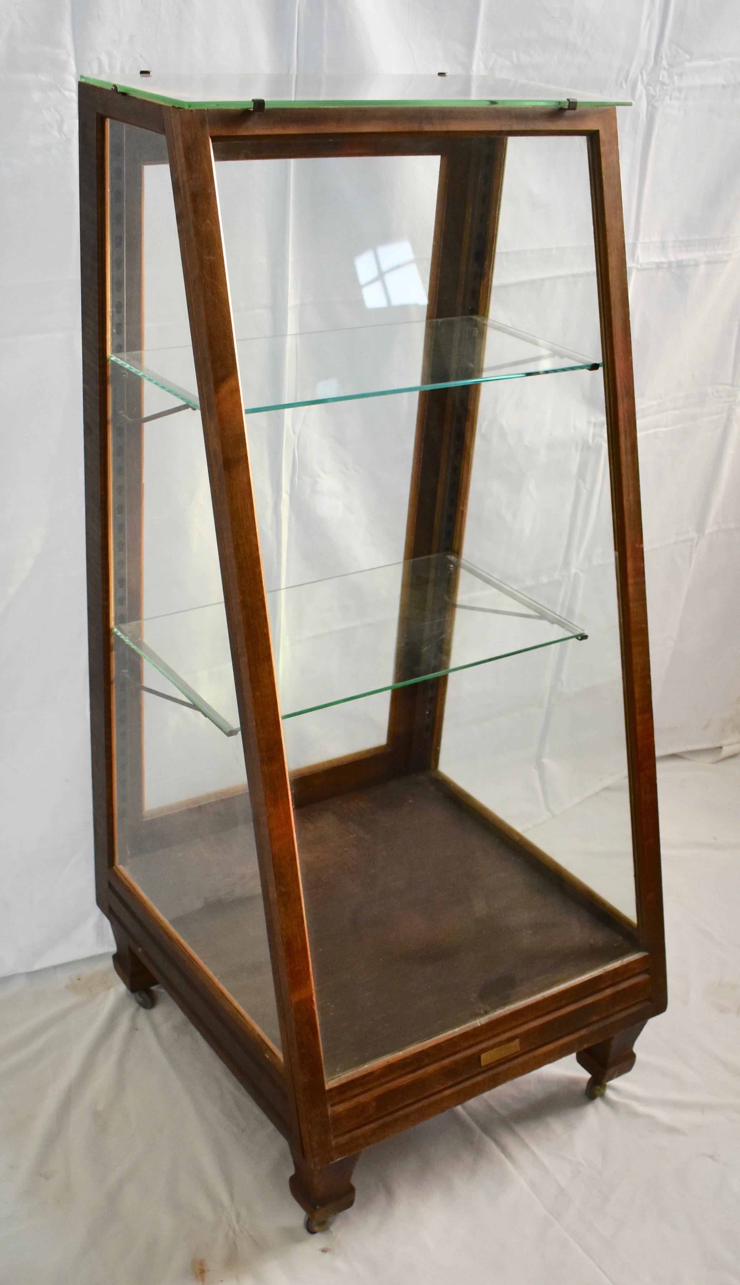 Oak Slant Front Store Show Case In Good Condition In Baltimore, MD