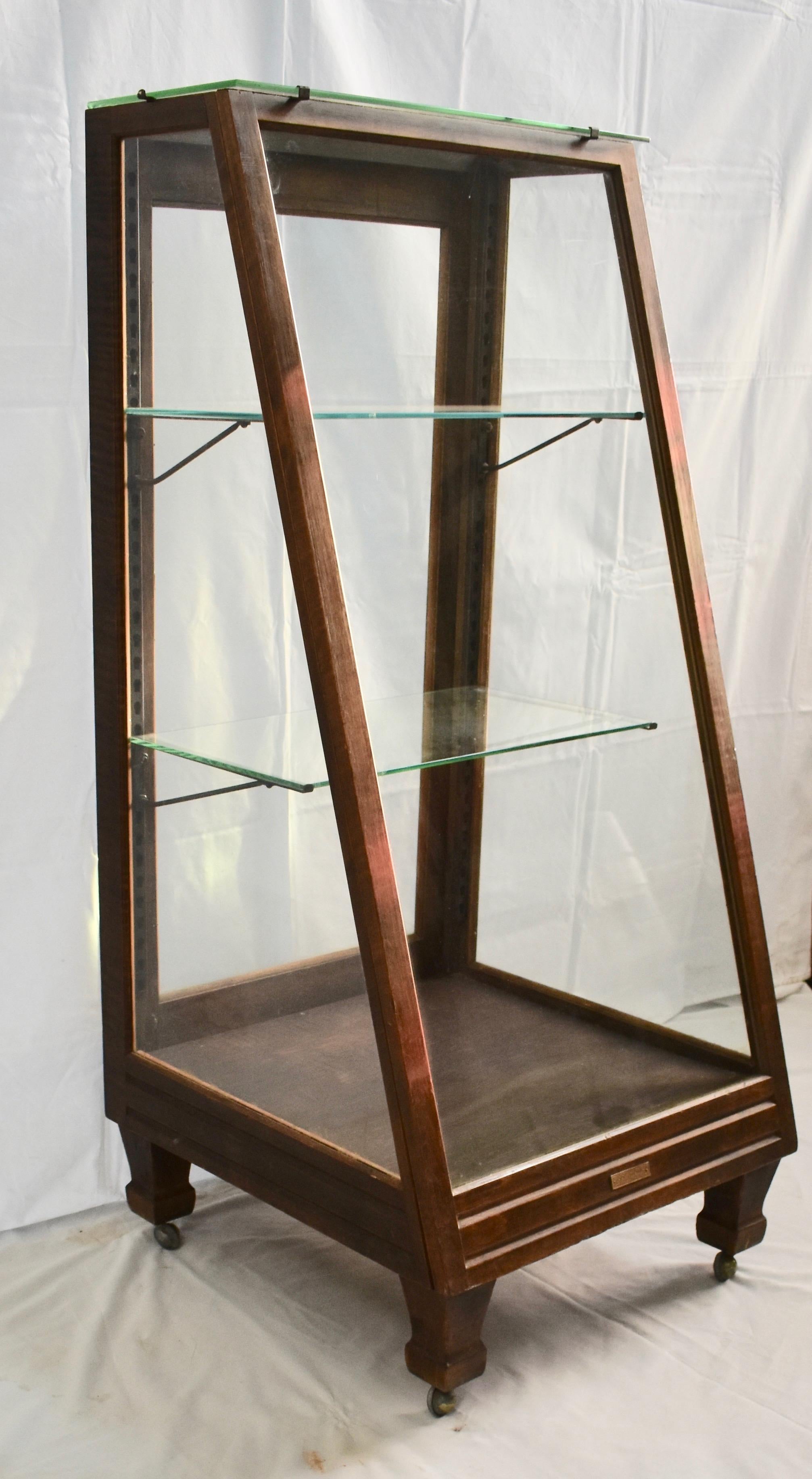 20th Century Oak Slant Front Store Show Case
