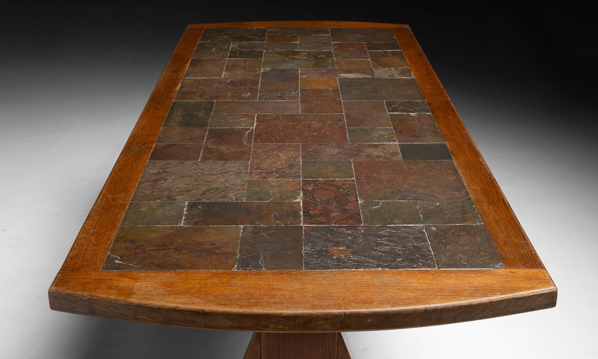 Ardoise Table de salle à manger en Oak & Slate, Angleterre circa 1960 en vente