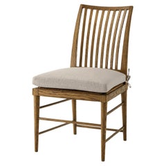 Oak Slatted Back Dining Chair, Light Oak