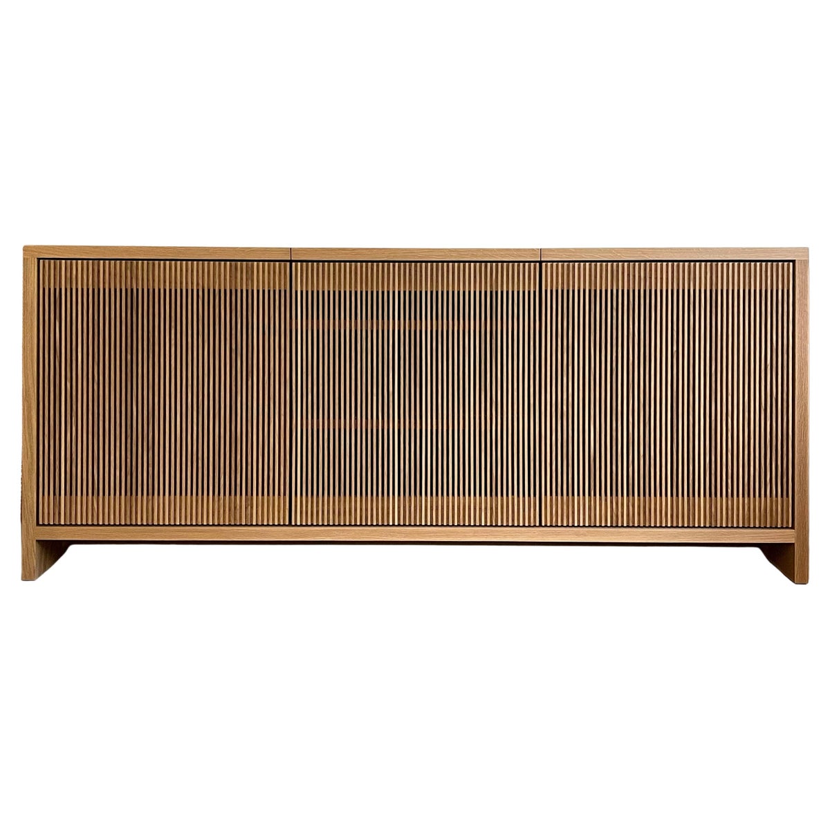 Oak Slatted Credenza / Sideboard With Record Player Hatch