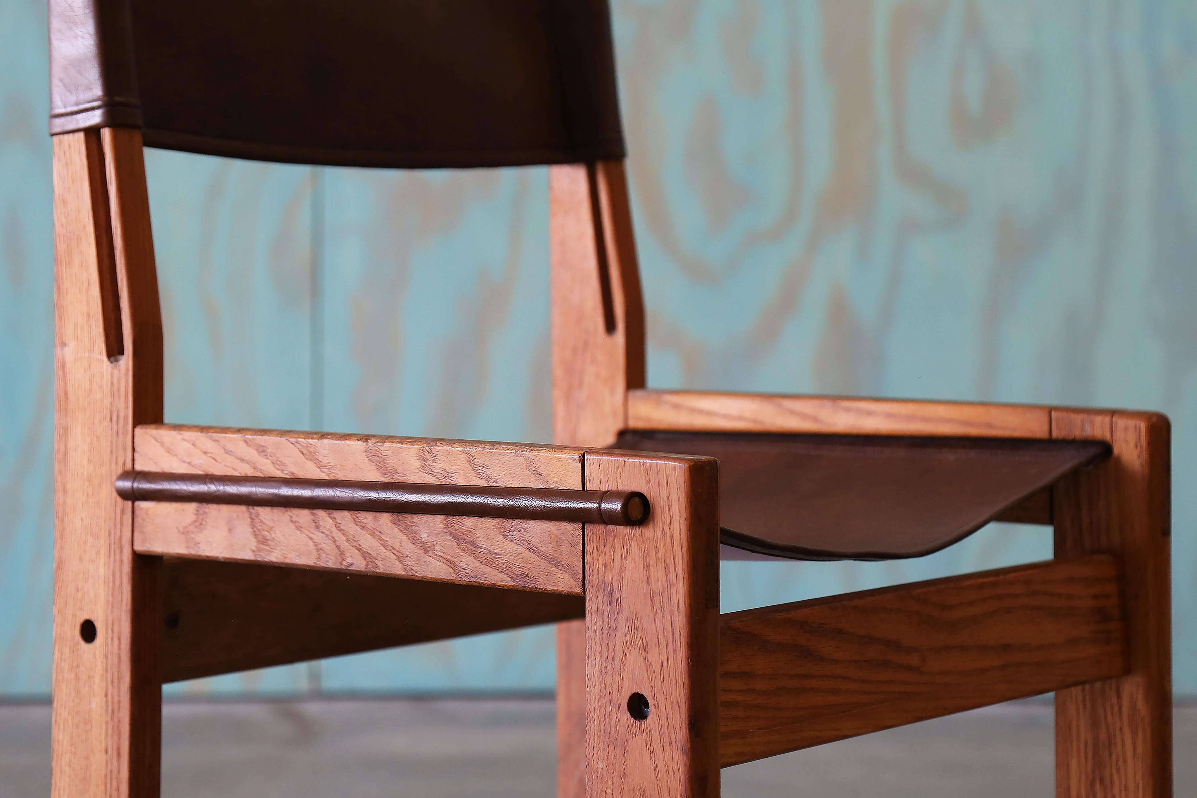 Oak Sling Chair in the style of Michel Arnoult For Sale 5