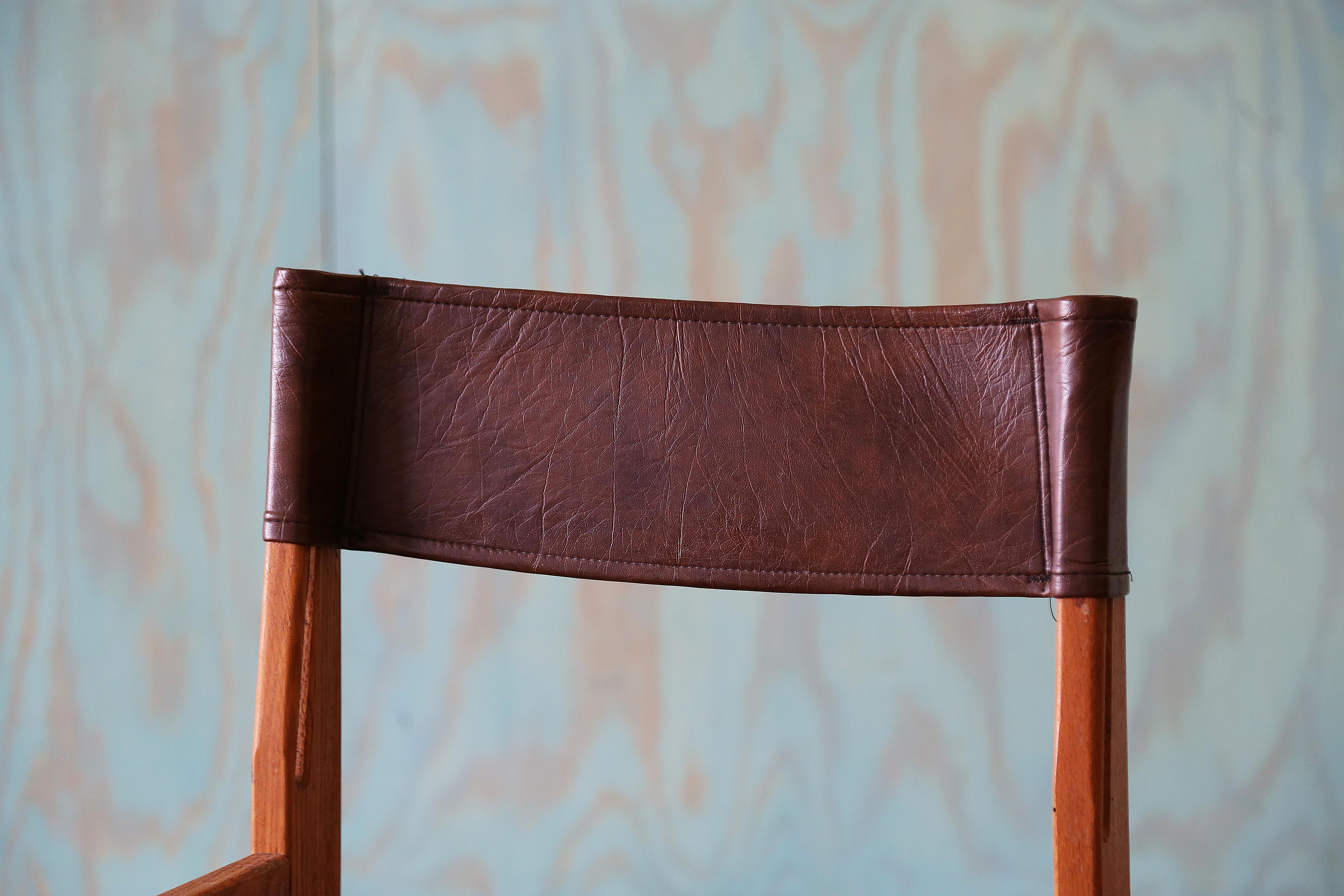 Oak Sling Chair in the style of Michel Arnoult For Sale 6