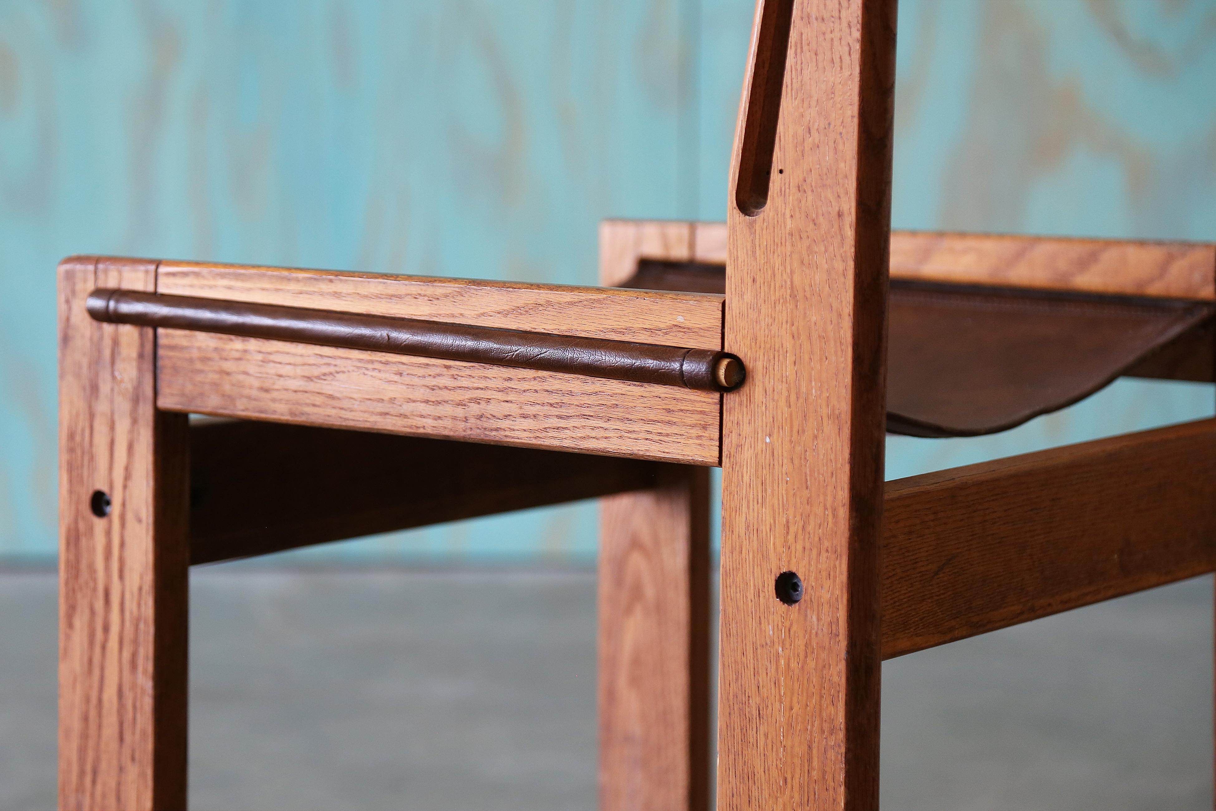 Oak Sling Chair in the style of Michel Arnoult For Sale 8