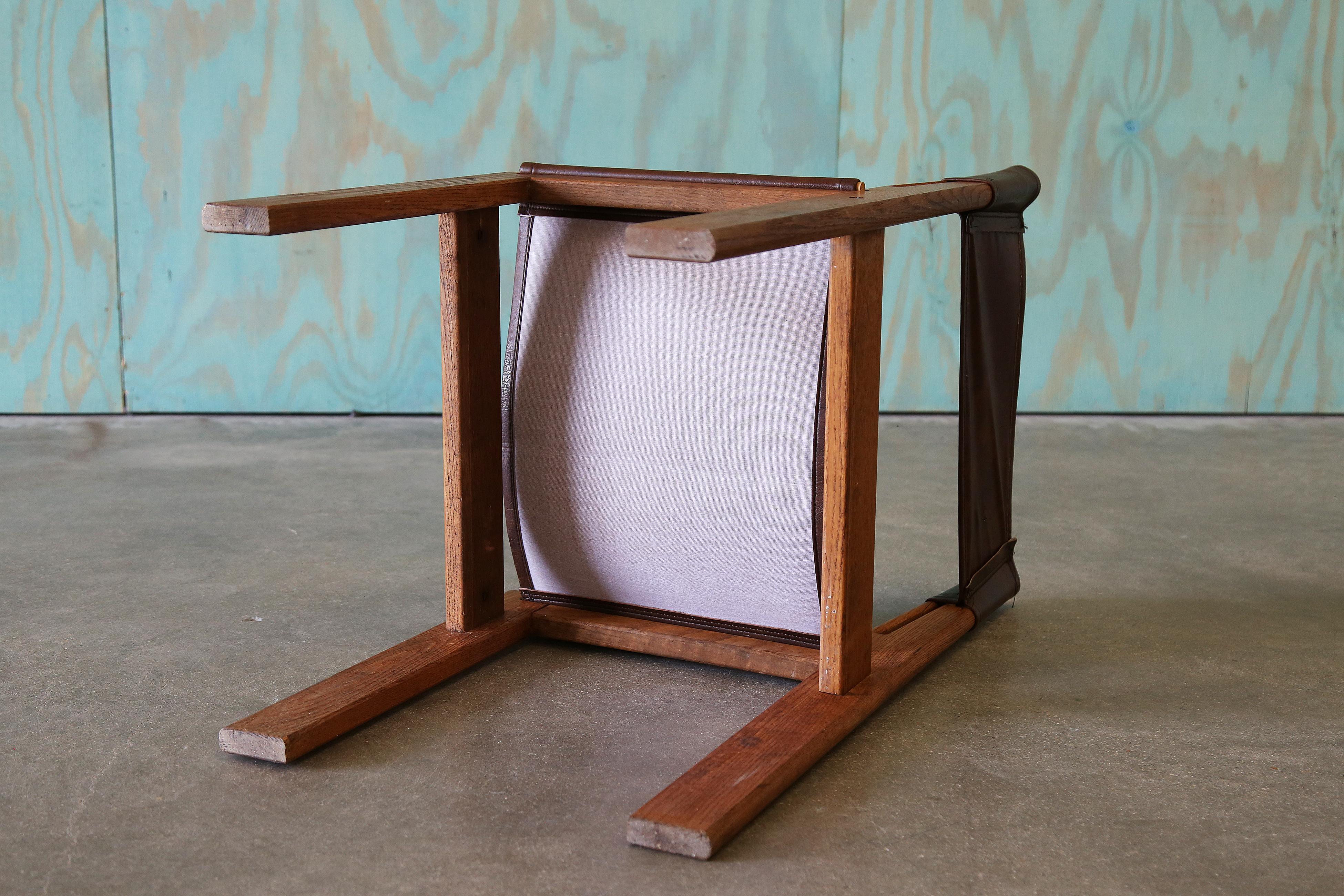 Oak Sling Chair in the style of Michel Arnoult For Sale 9