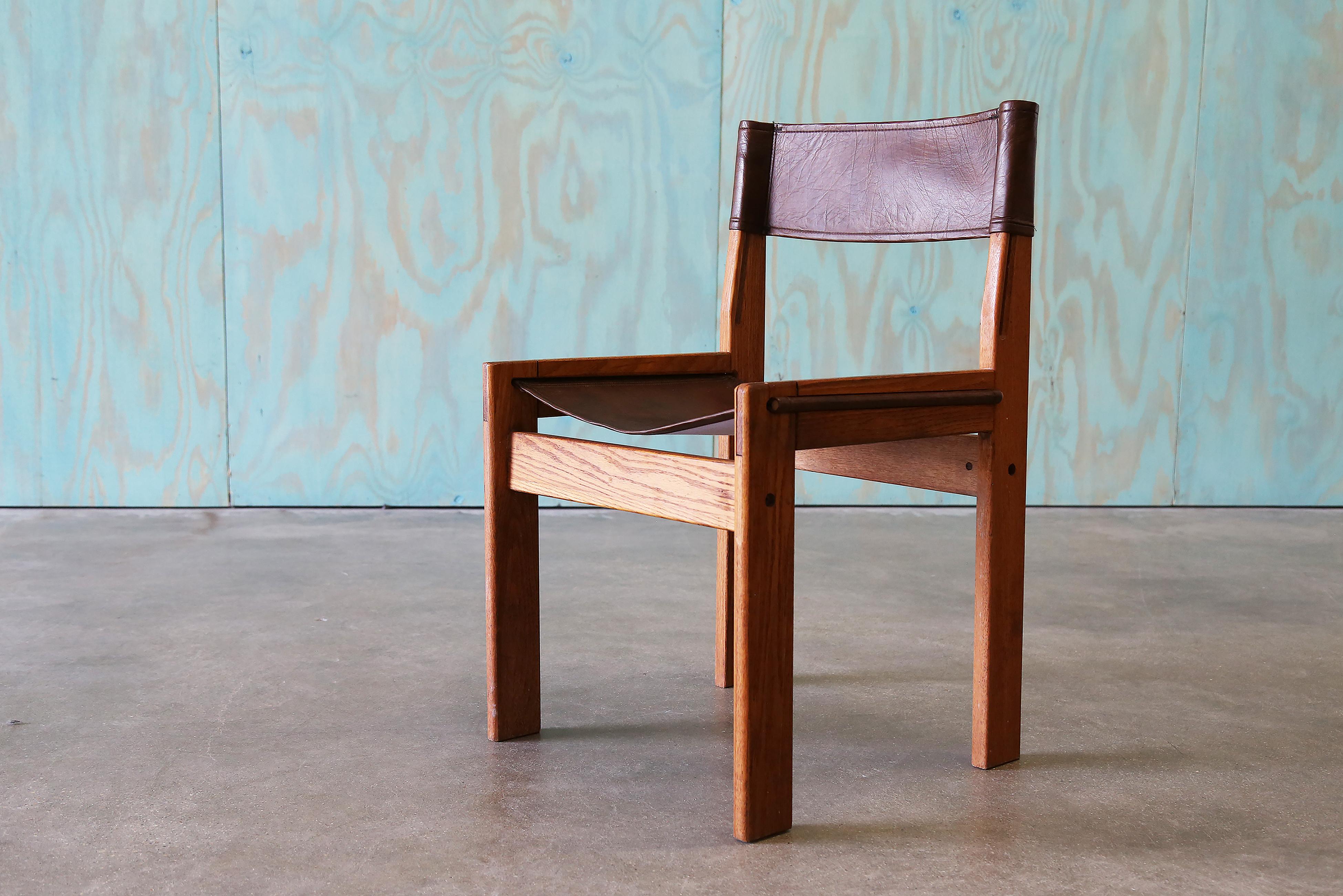 Mid-Century Modern Oak Sling Chair in the style of Michel Arnoult For Sale
