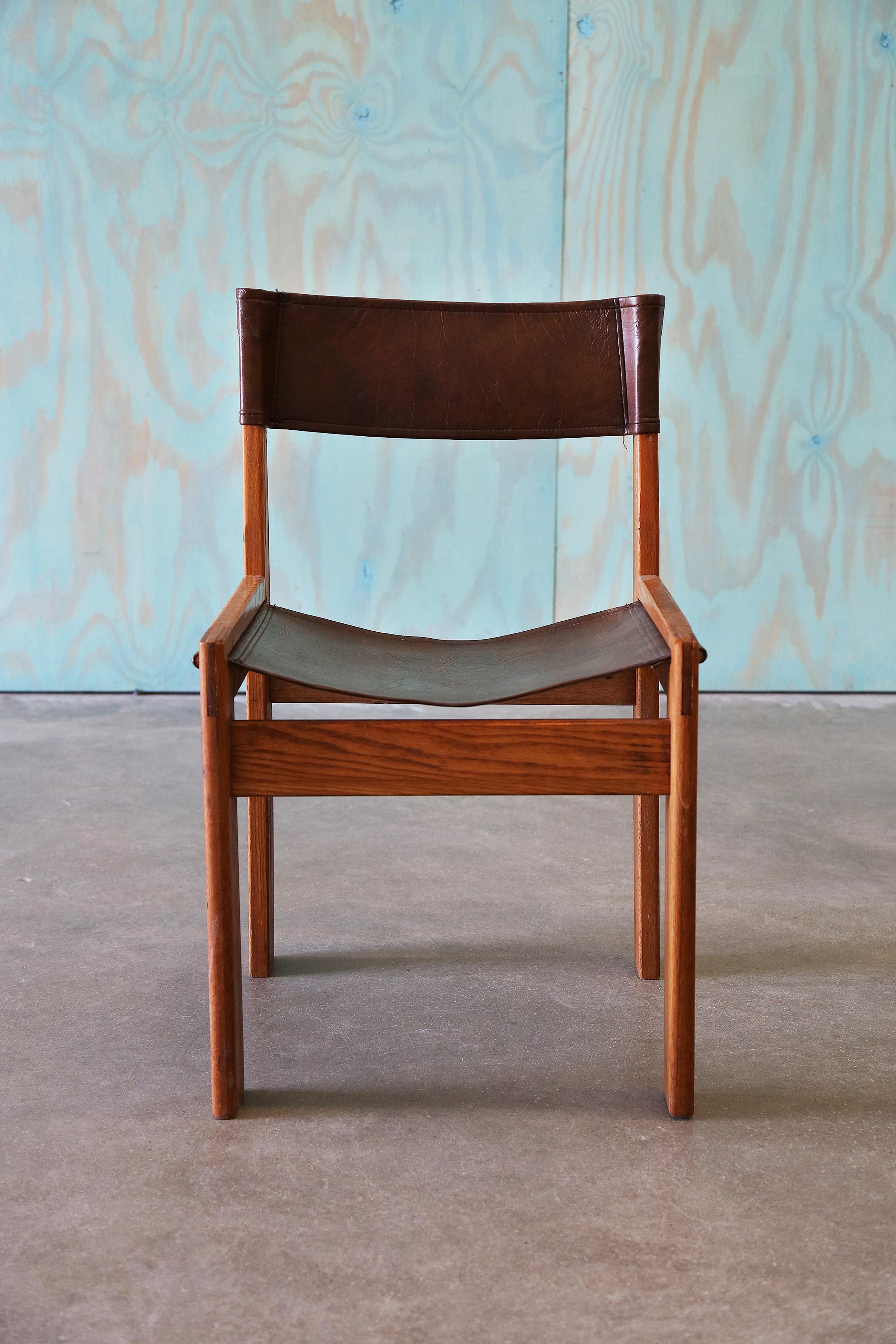 Unknown Oak Sling Chair in the style of Michel Arnoult For Sale