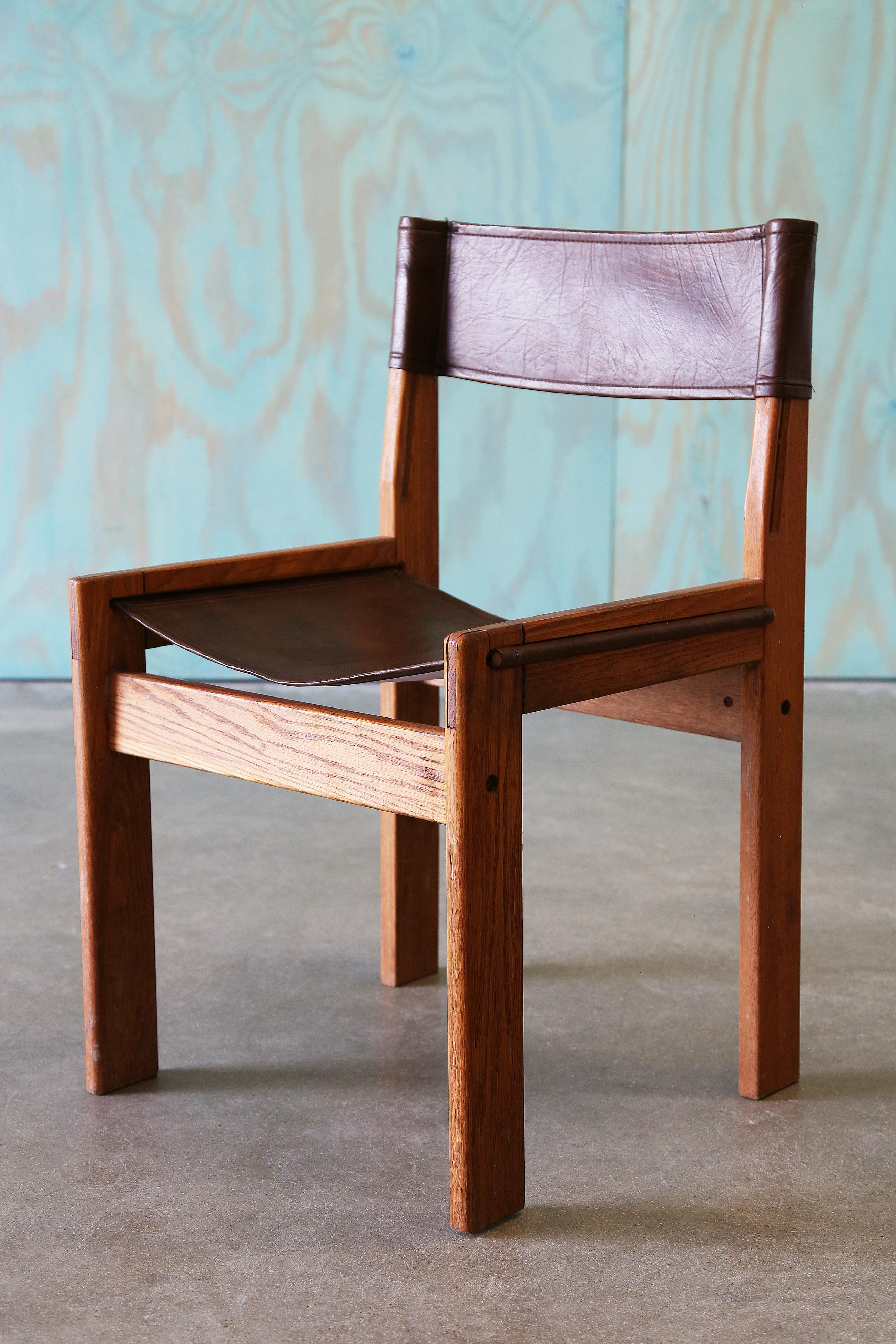 Oak Sling Chair in the style of Michel Arnoult In Fair Condition For Sale In Virginia Beach, VA