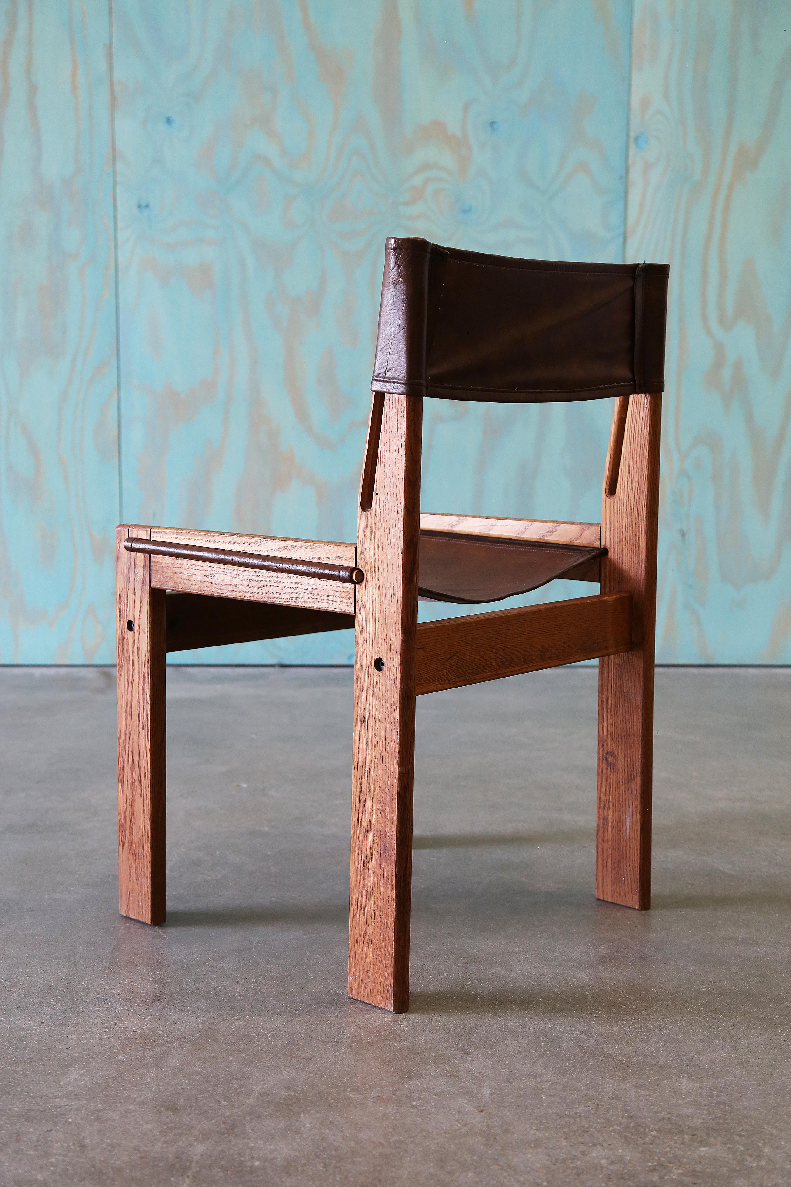 Oak Sling Chair in the style of Michel Arnoult For Sale 1
