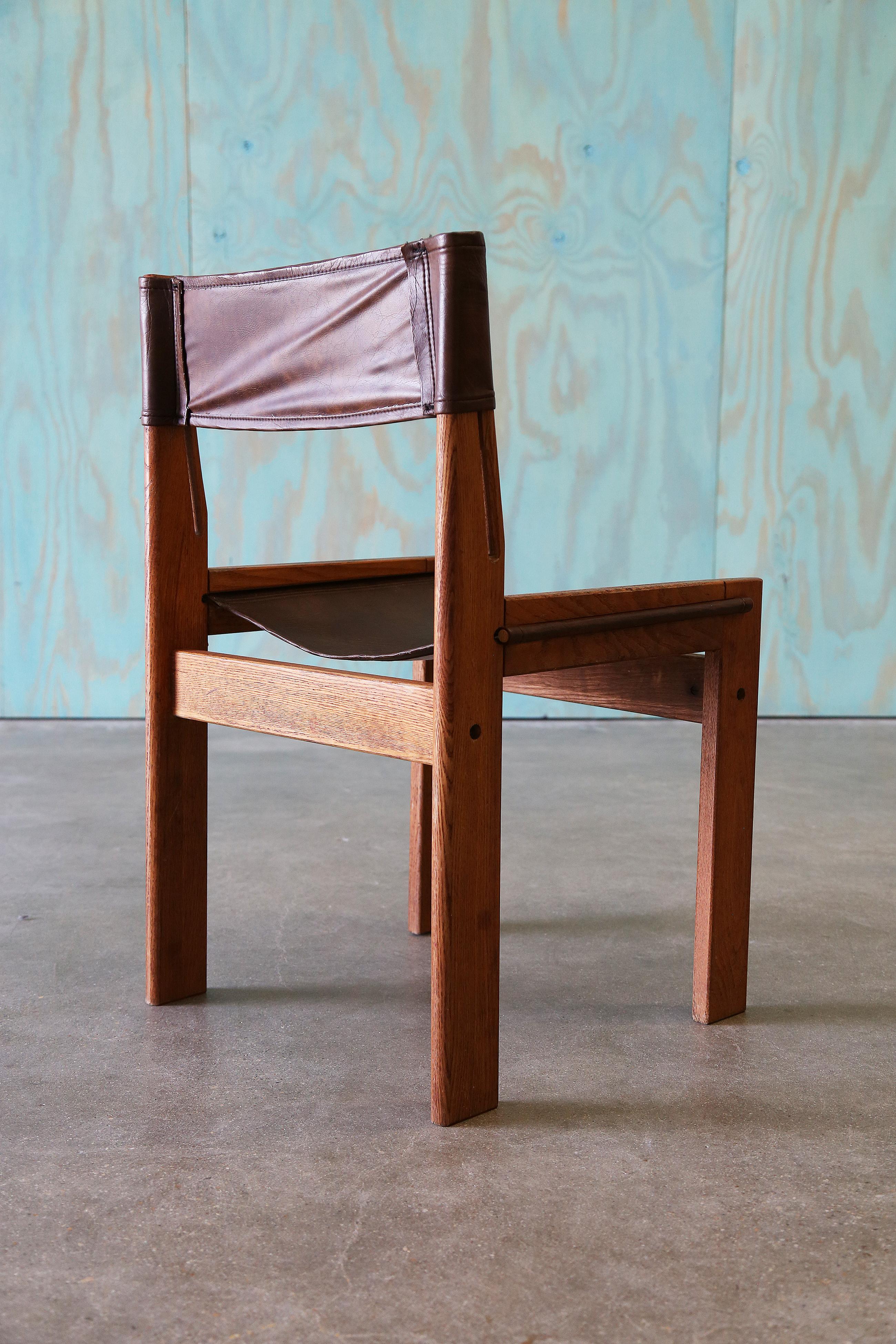 Oak Sling Chair in the style of Michel Arnoult For Sale 2