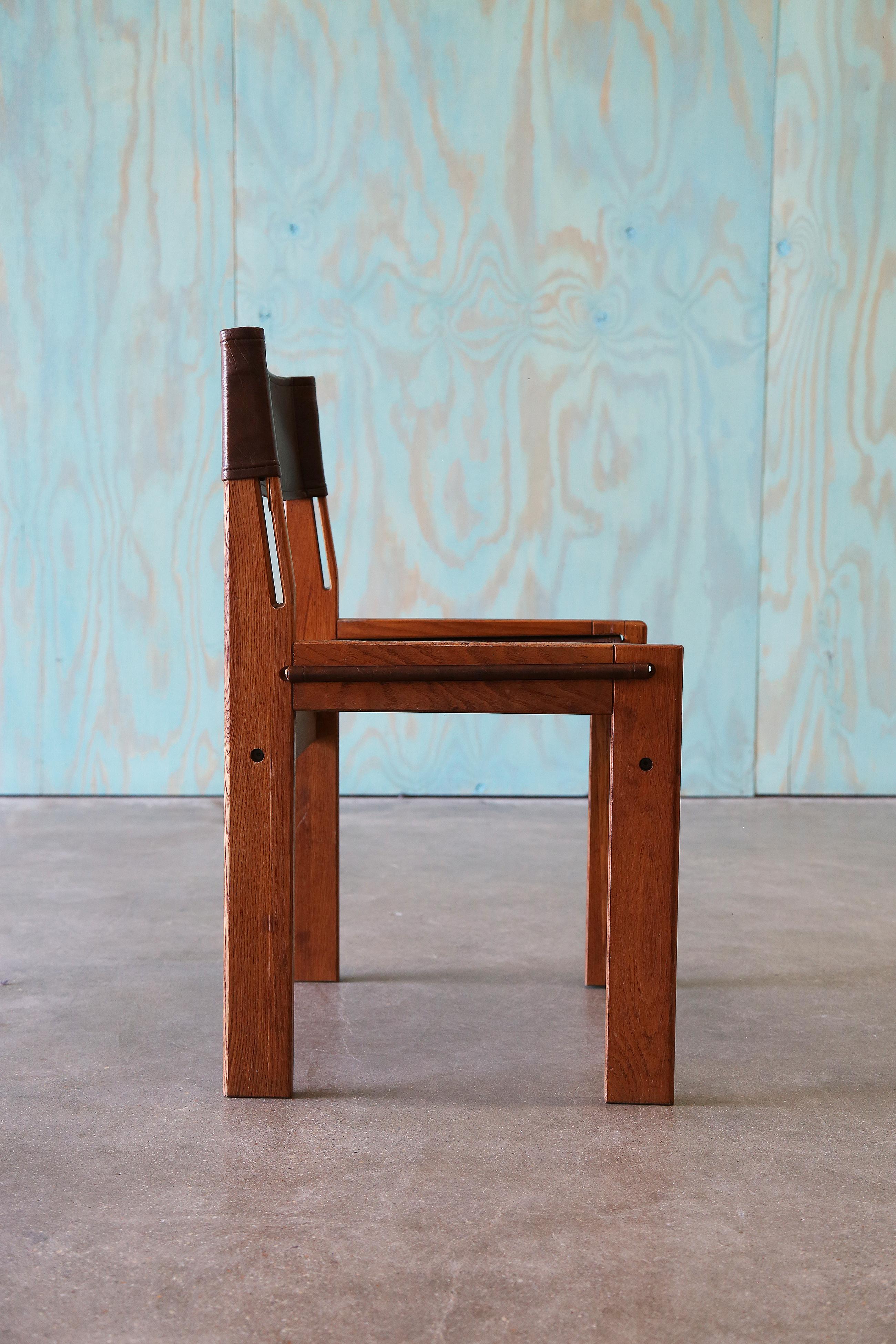 Oak Sling Chair in the style of Michel Arnoult For Sale 3