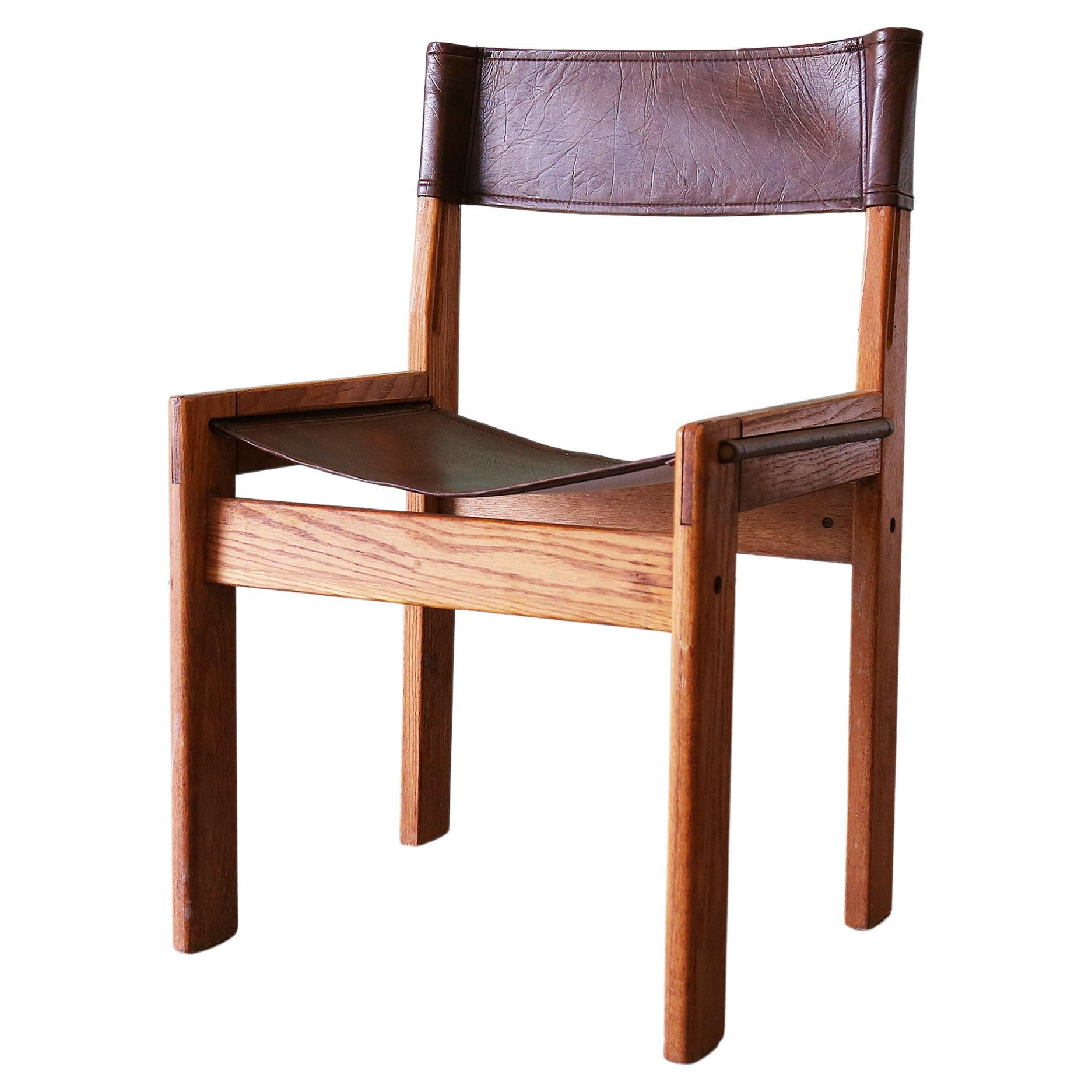 Oak Sling Chair in the style of Michel Arnoult For Sale