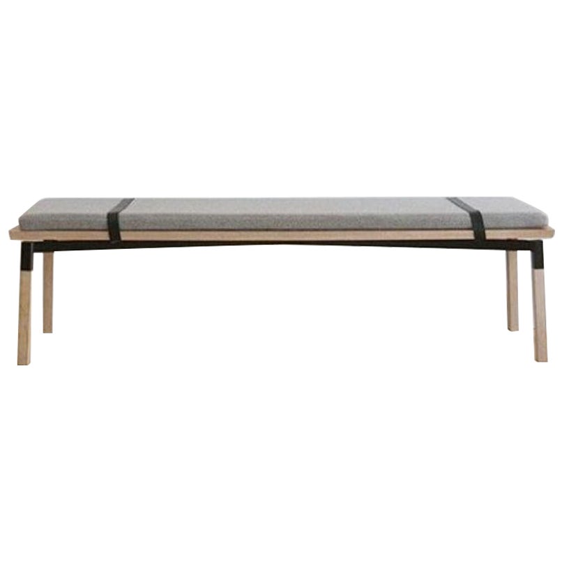 Oak Small Parkdale Bench with Cushion by Hollis & Morris