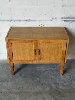 Oak Small Storage Cabinet with Two Doors Danish Mid-Century Modern 1960s