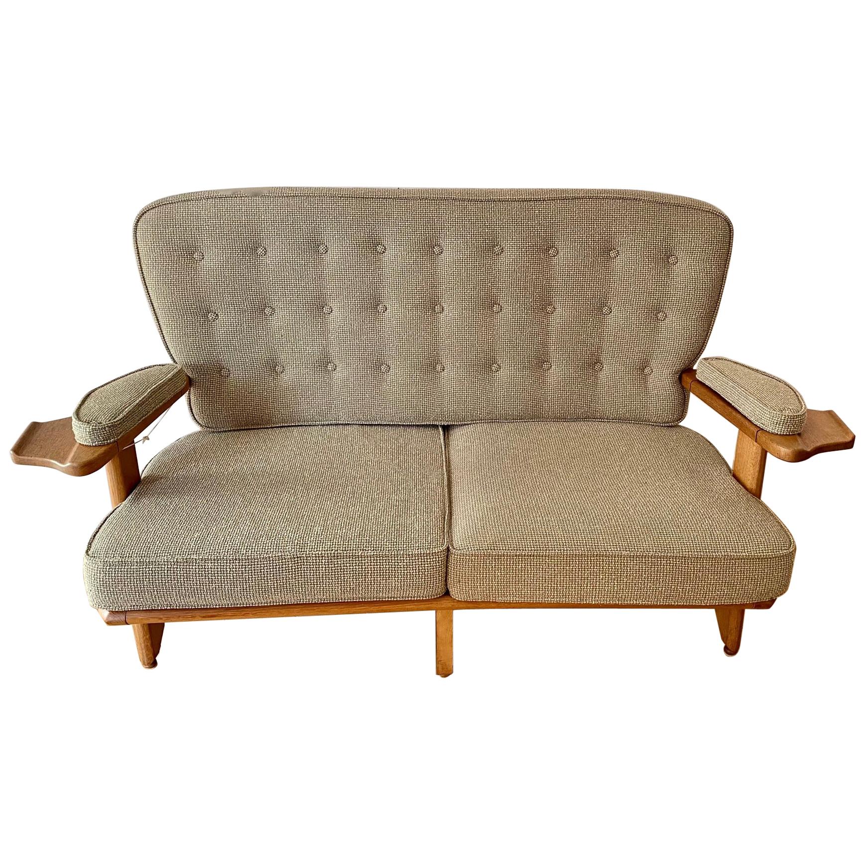 Oak Sofa by French Designers Guillerme et Chambron, 1960s