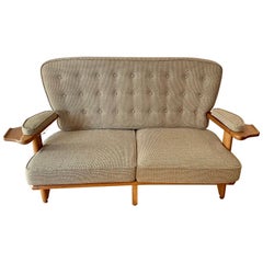 Oak Sofa by French Designers Guillerme et Chambron, 1960s
