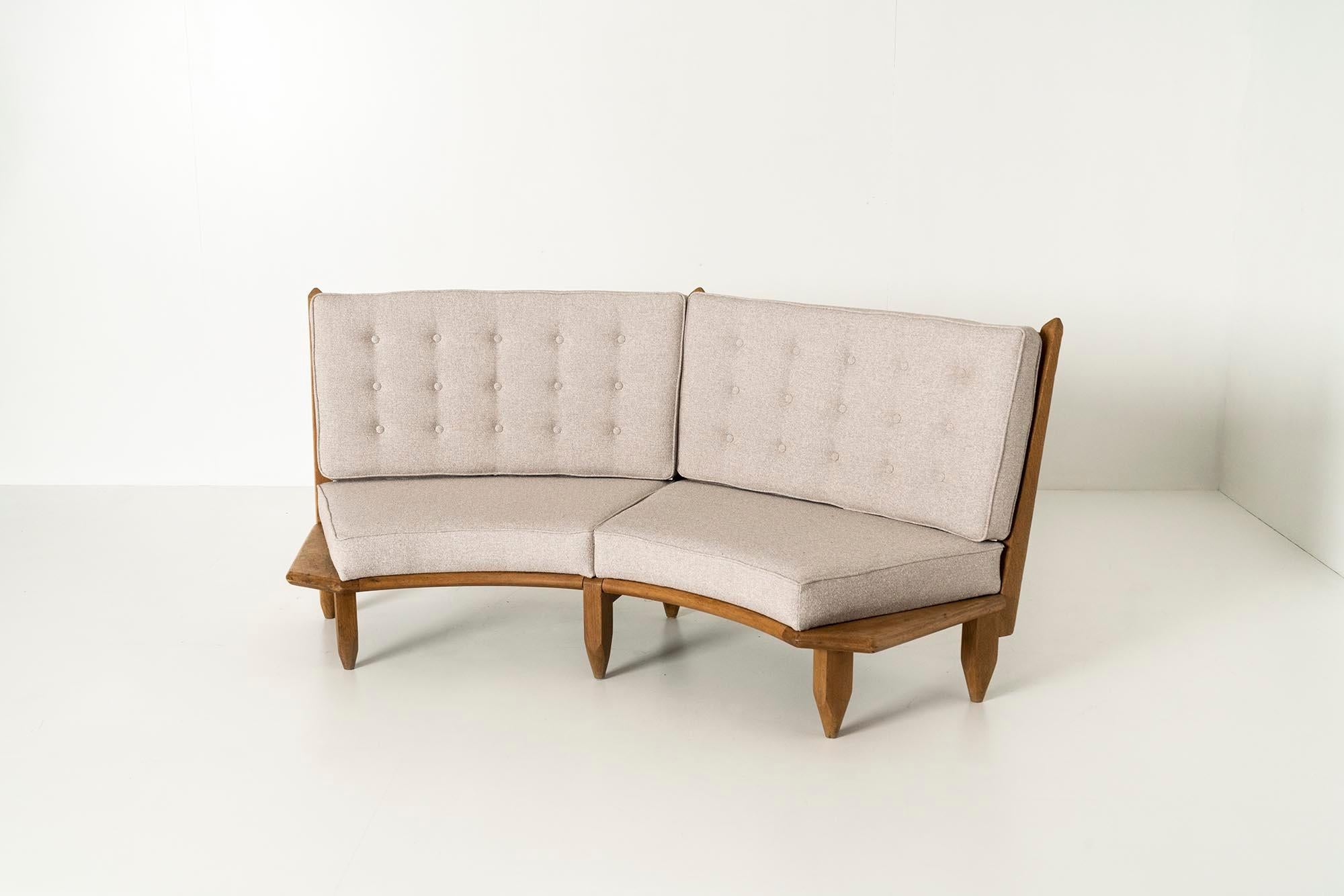 French Provincial Oak Sofa by Guillerme et Chambron, France 1960s For Sale