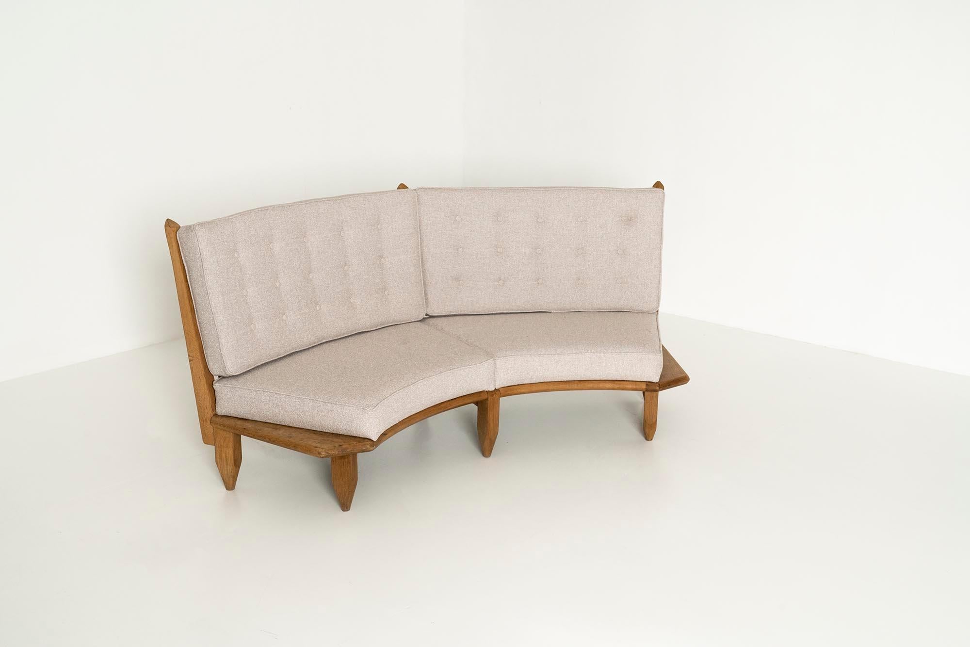 French Oak Sofa by Guillerme et Chambron, France 1960s For Sale