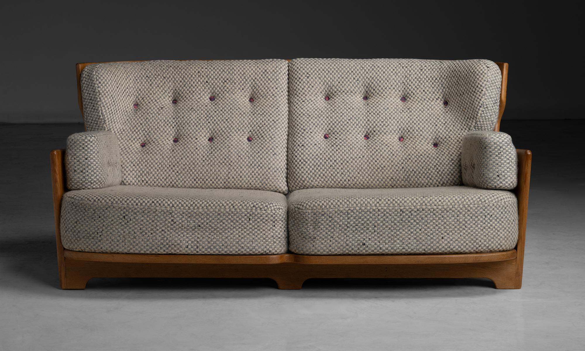 French Oak Sofa by Guillerme et Chambron, France circa 1960