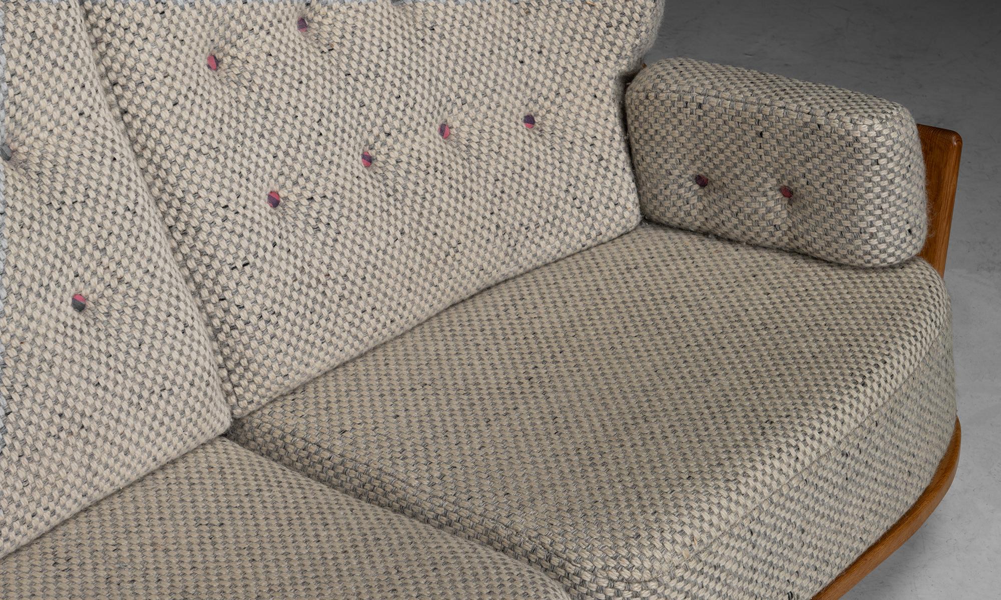 Oak Sofa by Guillerme et Chambron, France circa 1960 In Good Condition In Culver City, CA