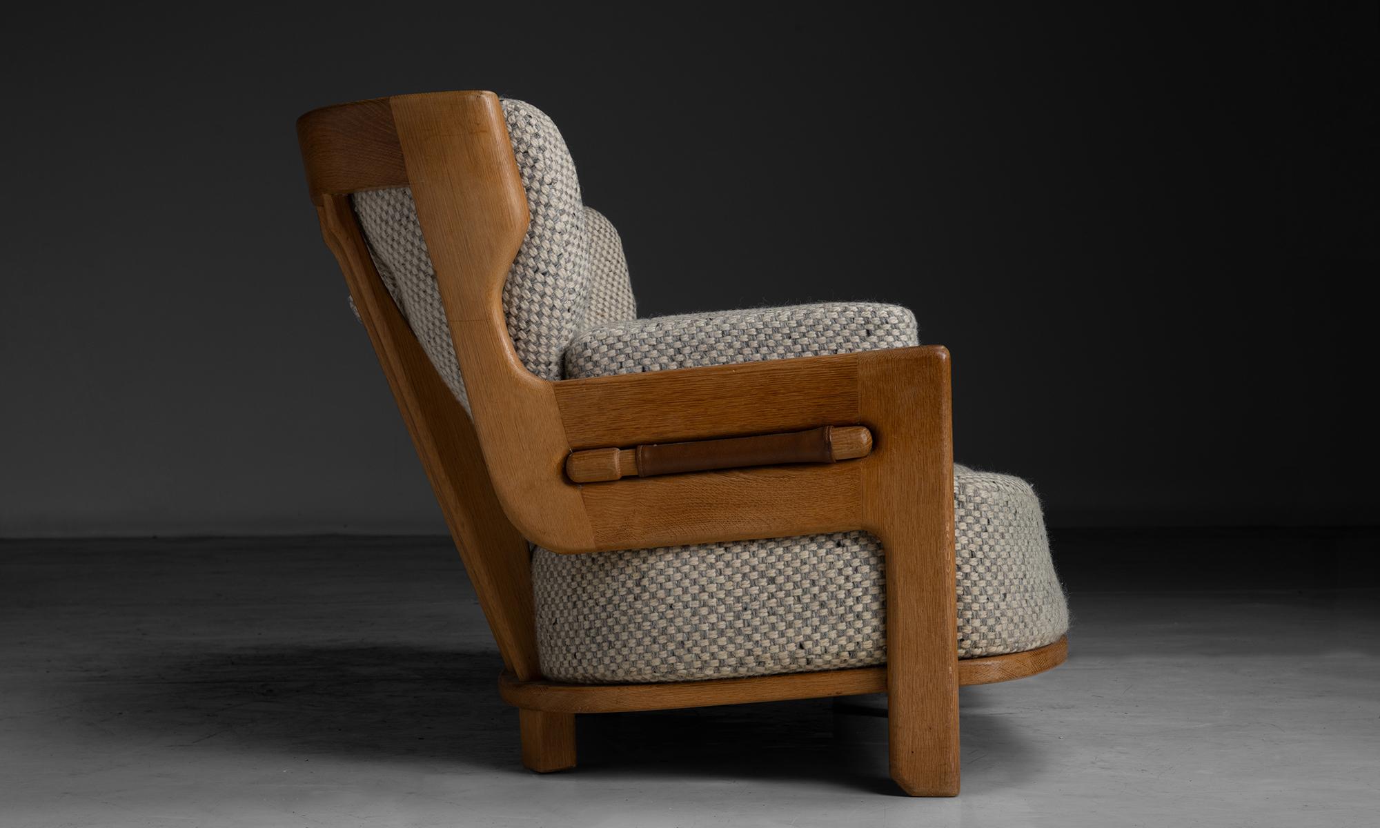 Mid-20th Century Oak Sofa by Guillerme et Chambron, France circa 1960