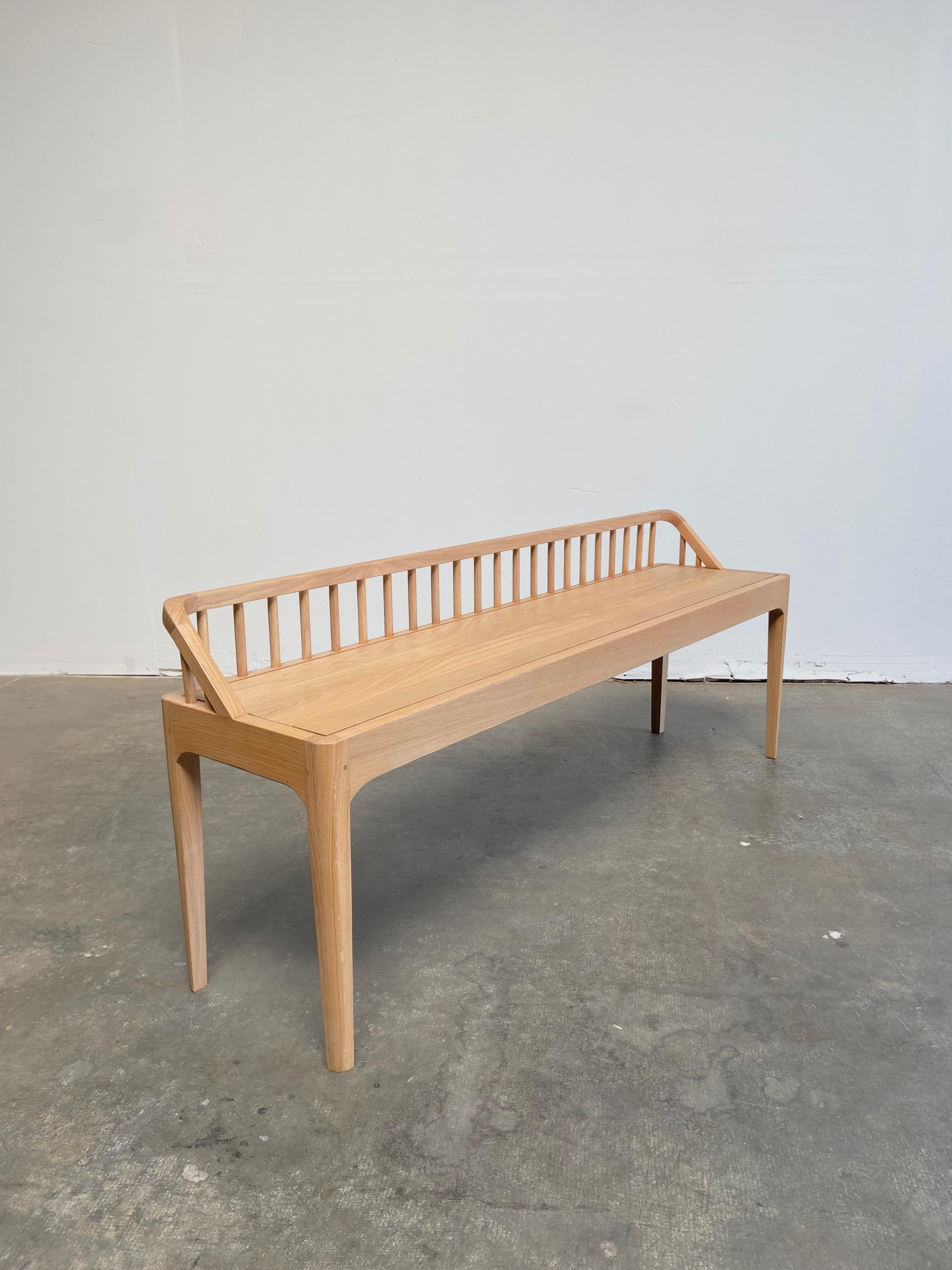 Modern white qak spindle bench
Size:59”W x 13.75