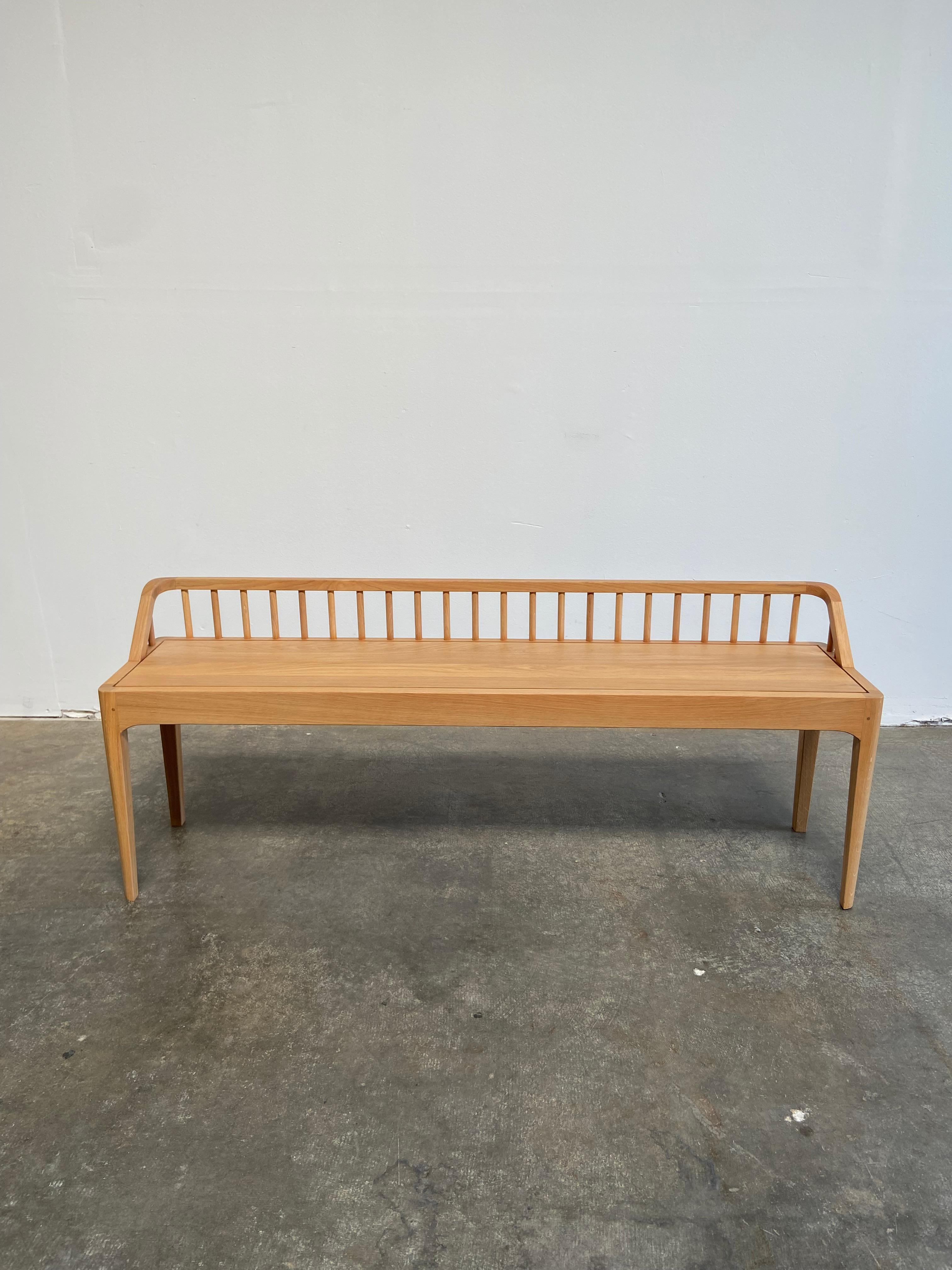 Contemporary Oak Spindle Bench