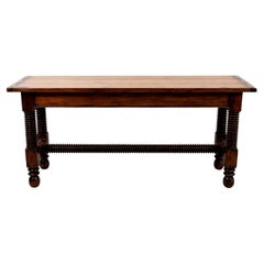 Oak Spool Base Console Table