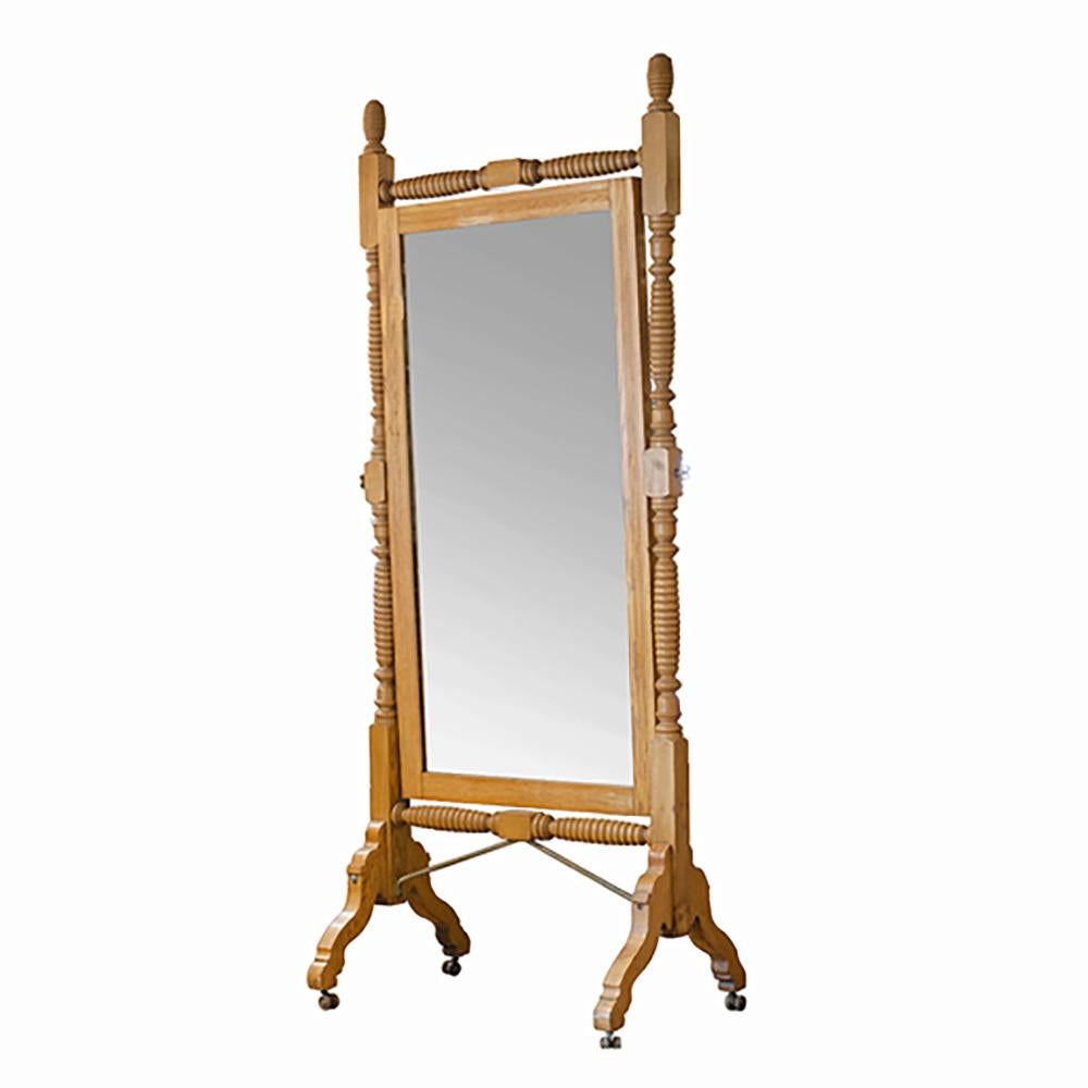 Late Victorian Oak Spool Turned Dressing Mirror For Sale