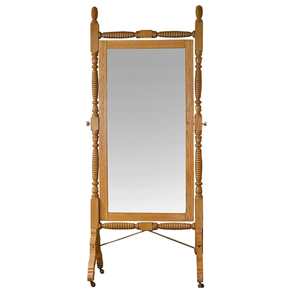 Oak Spool Turned Dressing Mirror For Sale