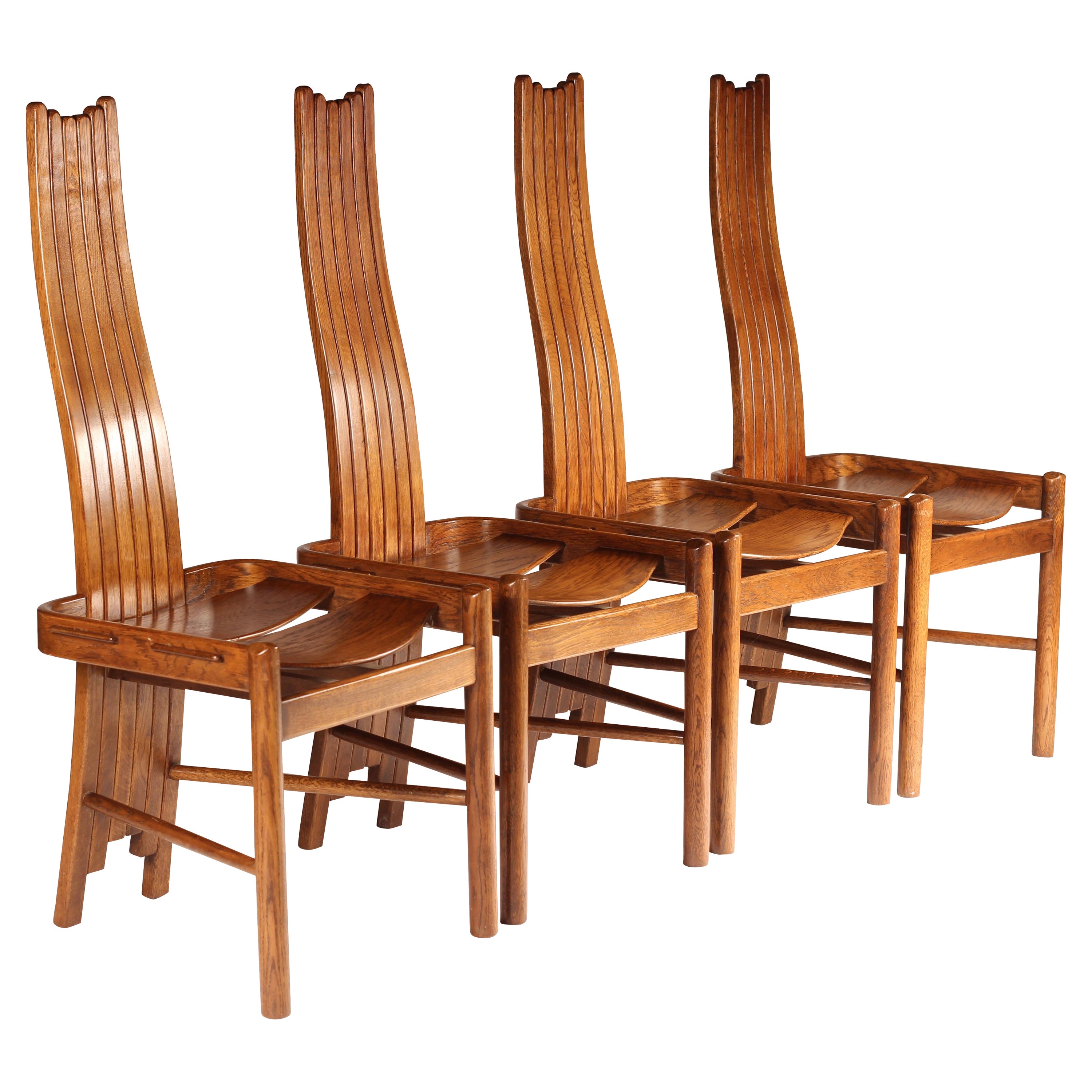 Oak Steam Bent Dining Chairs in the Arts and Crafts/ Art Nouveau Style, 1900’s