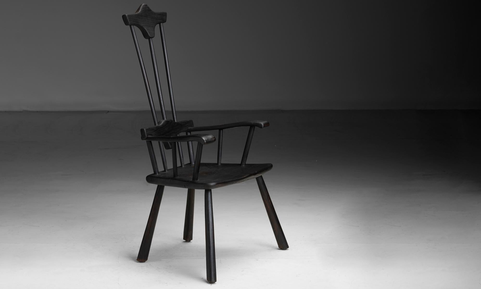 Made in Wales
Stick chair constructed in oak, with Sugi ban Burnt wood finish.
23”w x 19”d x 48”h x 17”seat
Ref. PRIM827 / L5016
$ 4,800