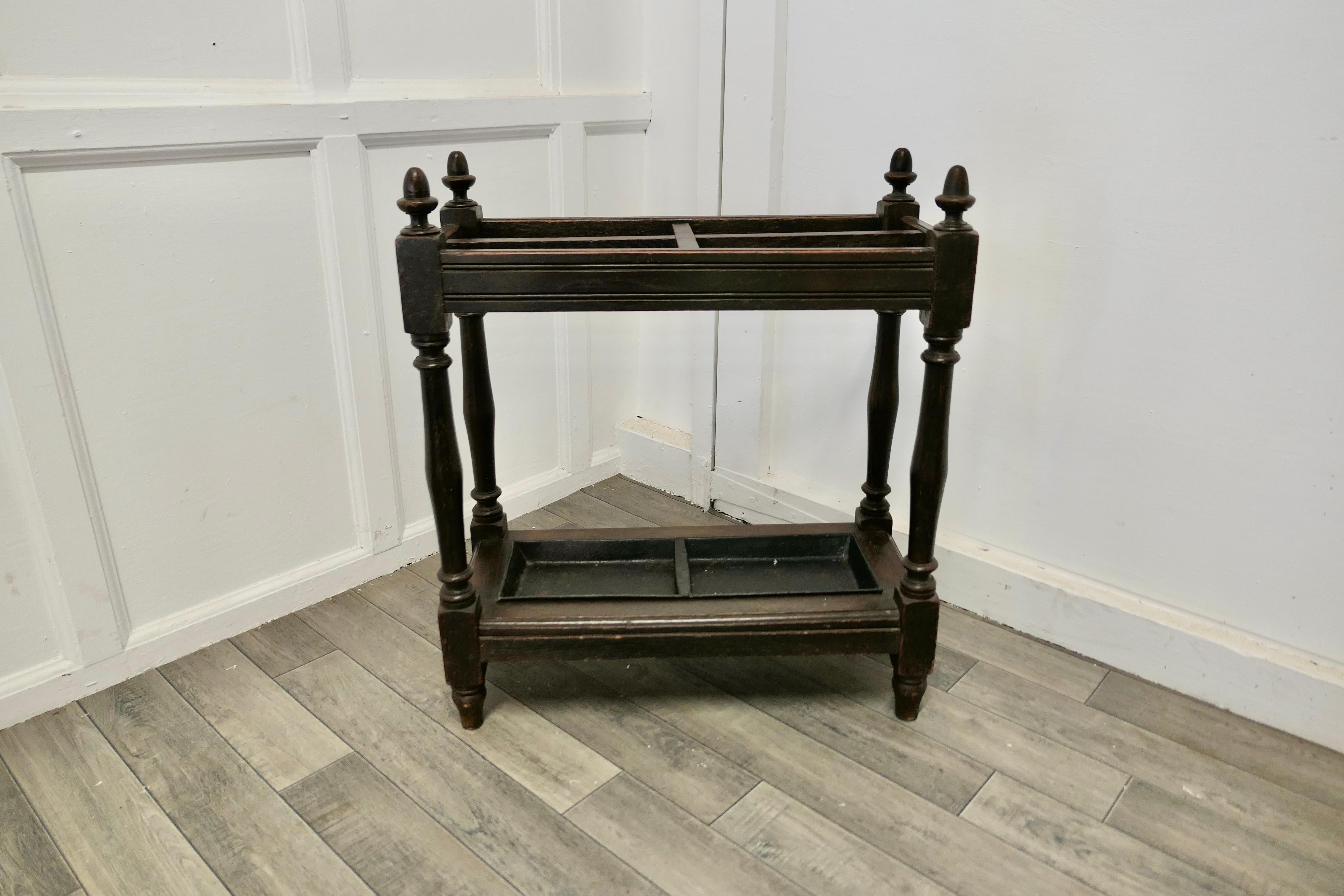 Adam Style Oak Stick or Umbrella Hall Stand  For Sale