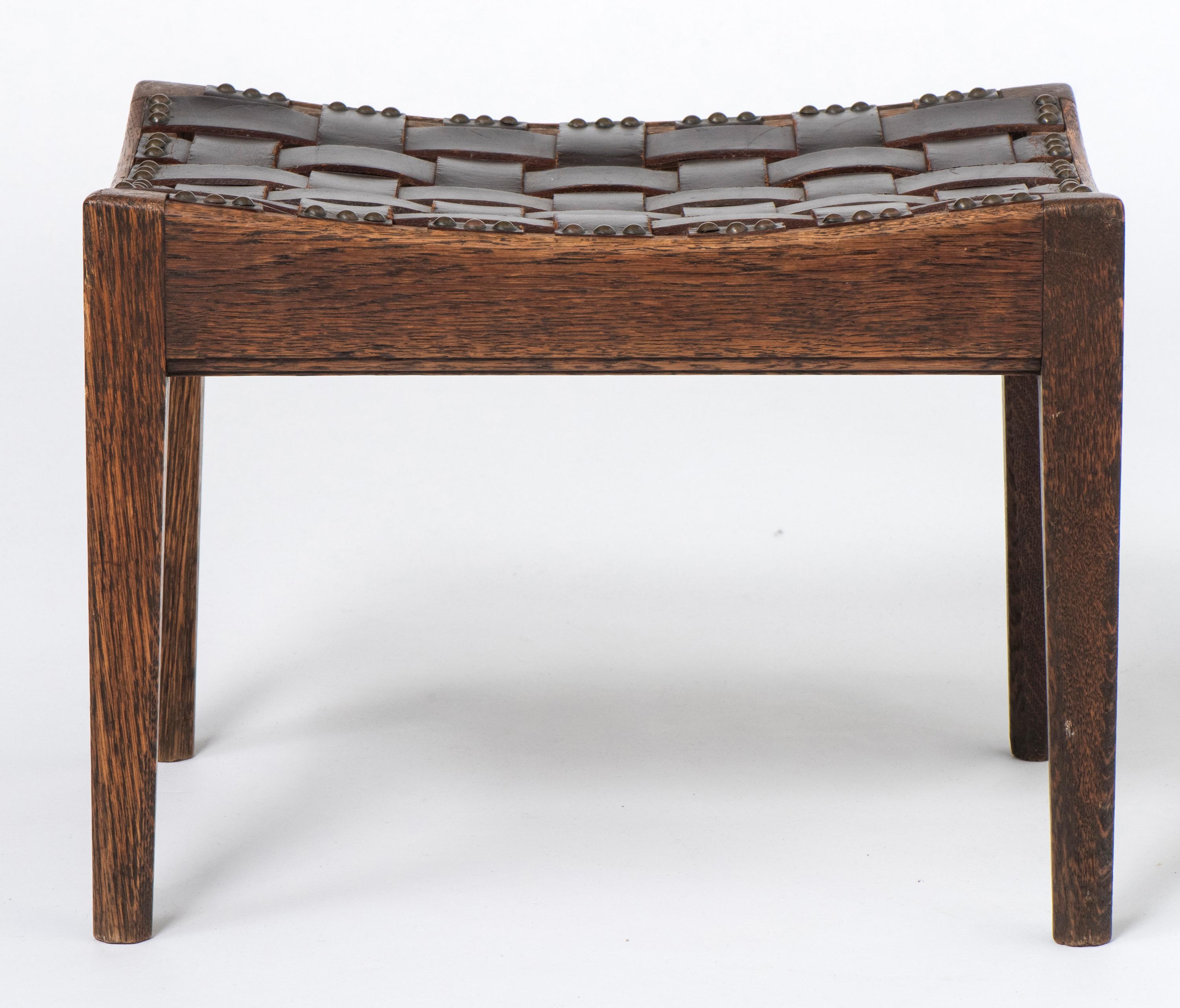 Early 20th Century Oak Stool by Arthur W Simpson of Kendal, England, circa 1920 For Sale