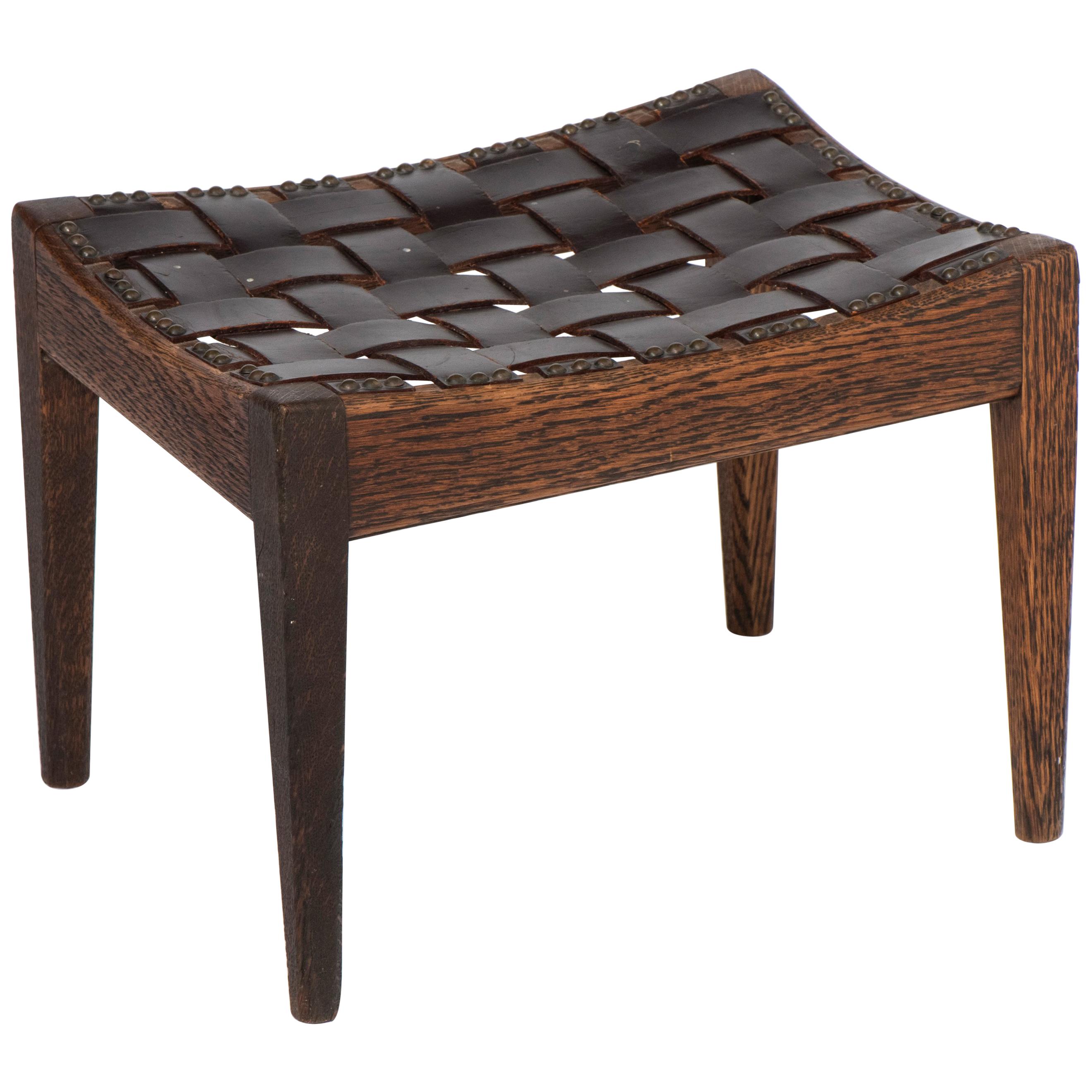 Oak Stool by Arthur W Simpson of Kendal, England, circa 1920 For Sale