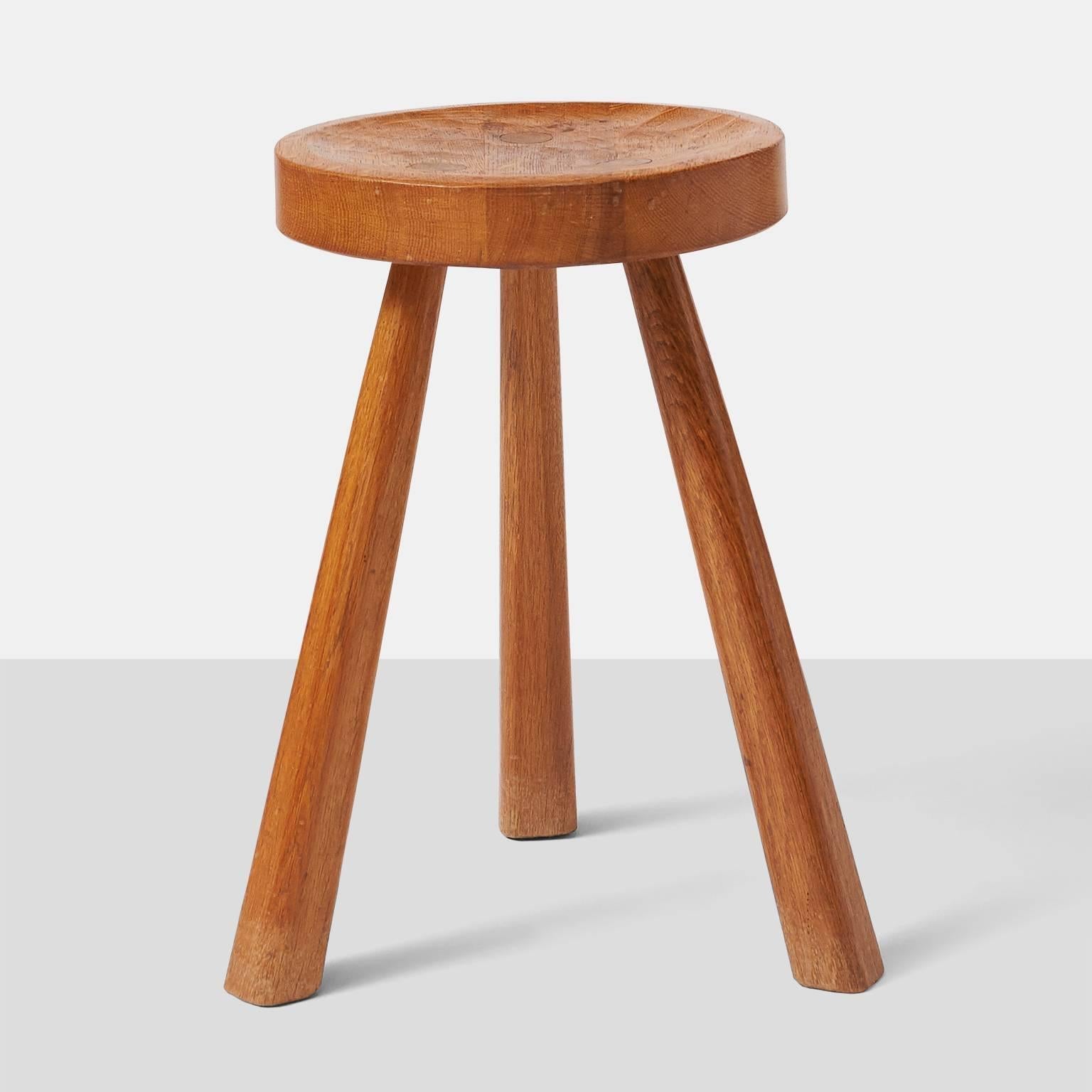 Modern Oak Stool by Jean Touret