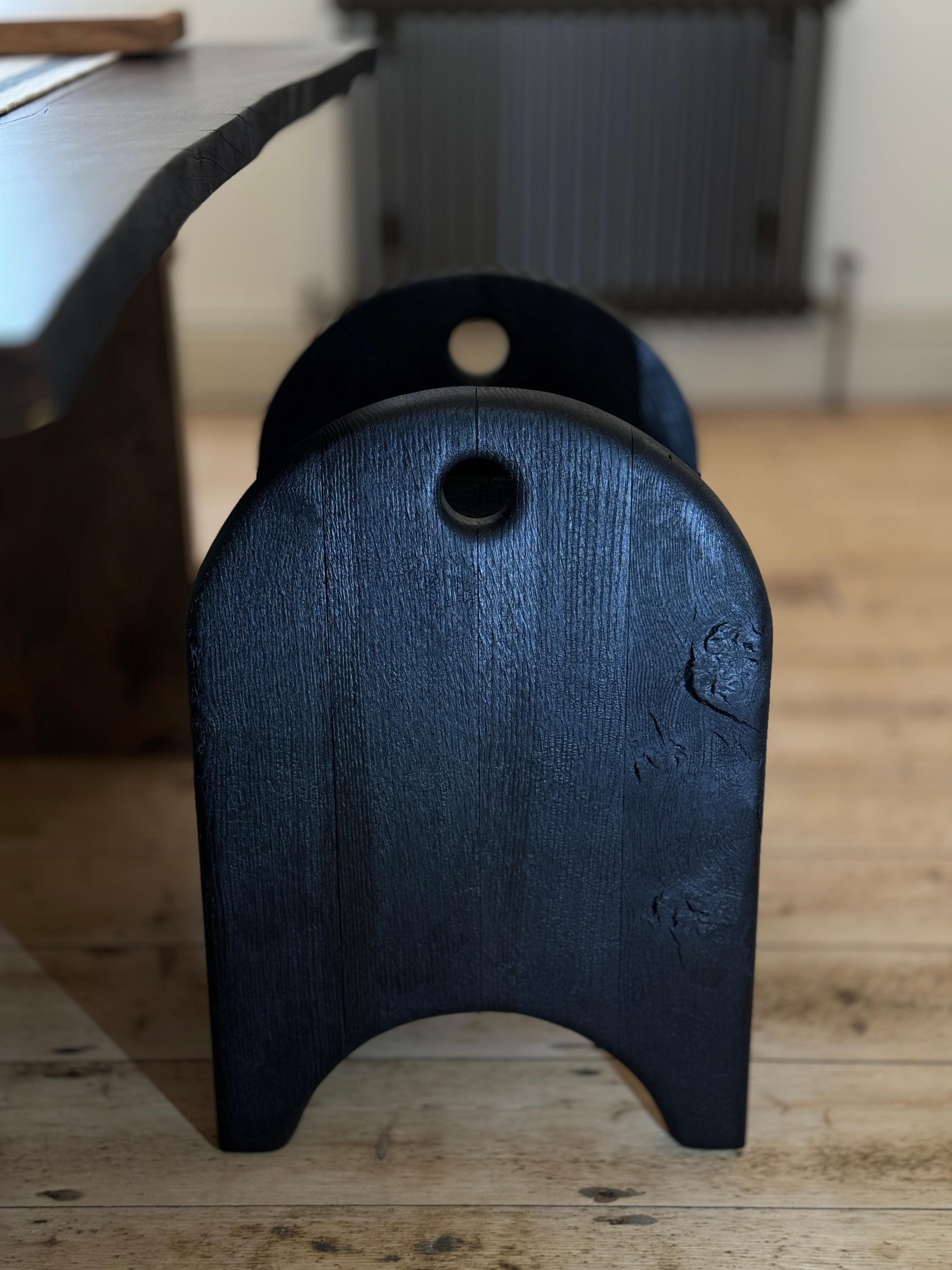 Oak stool charred For Sale 3