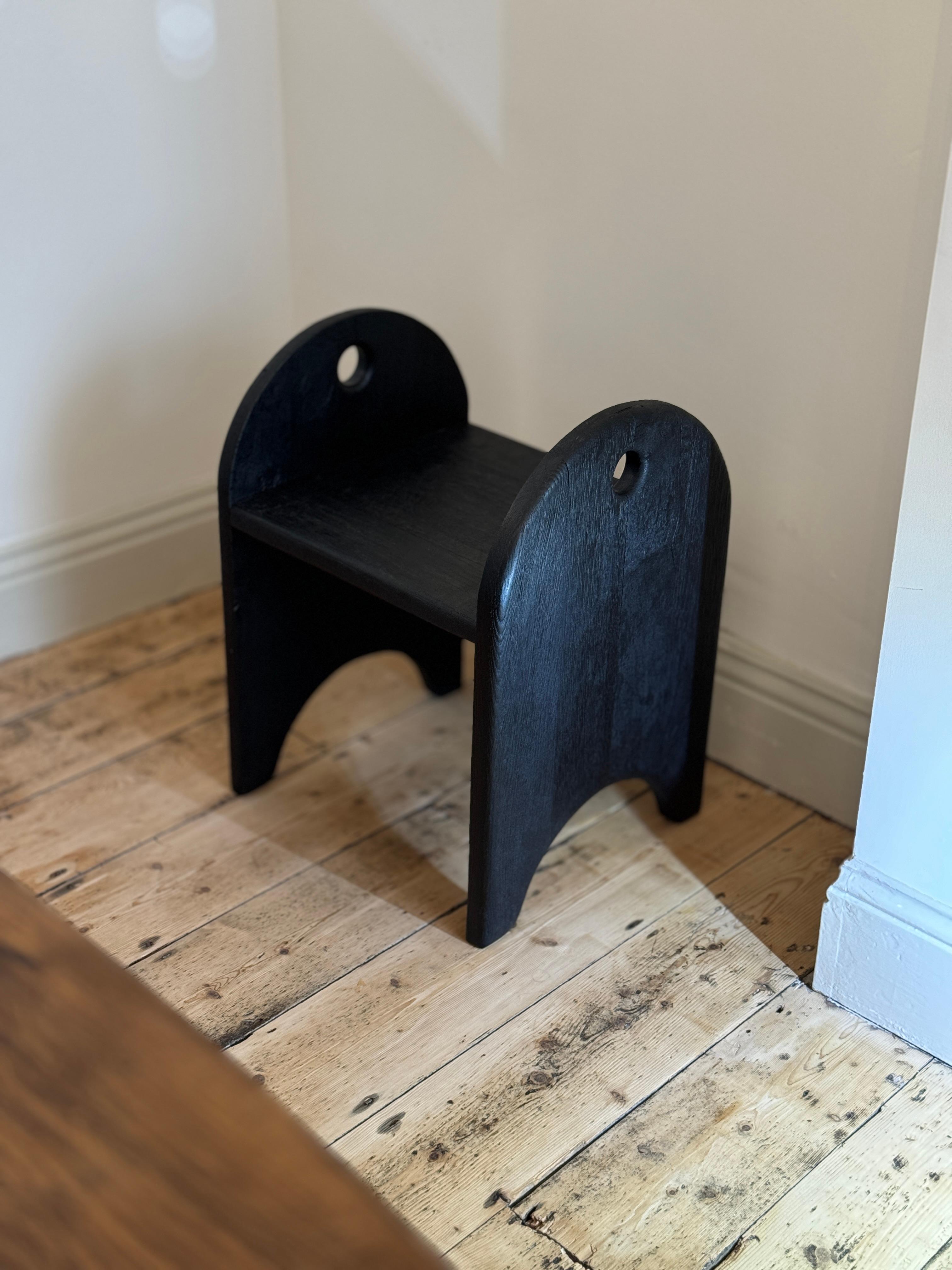 Oak stool charred For Sale 7