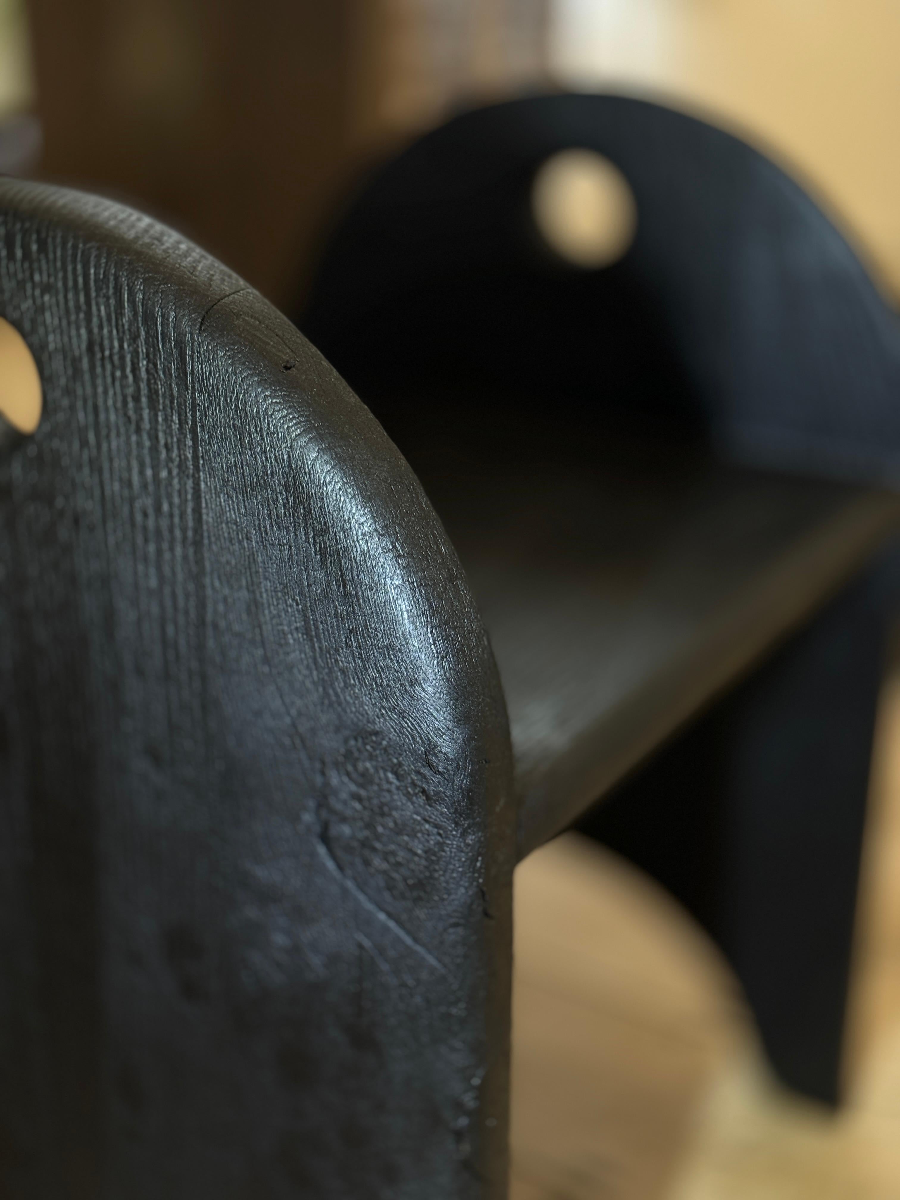 Oak stool charred In New Condition For Sale In Plymouth, GB