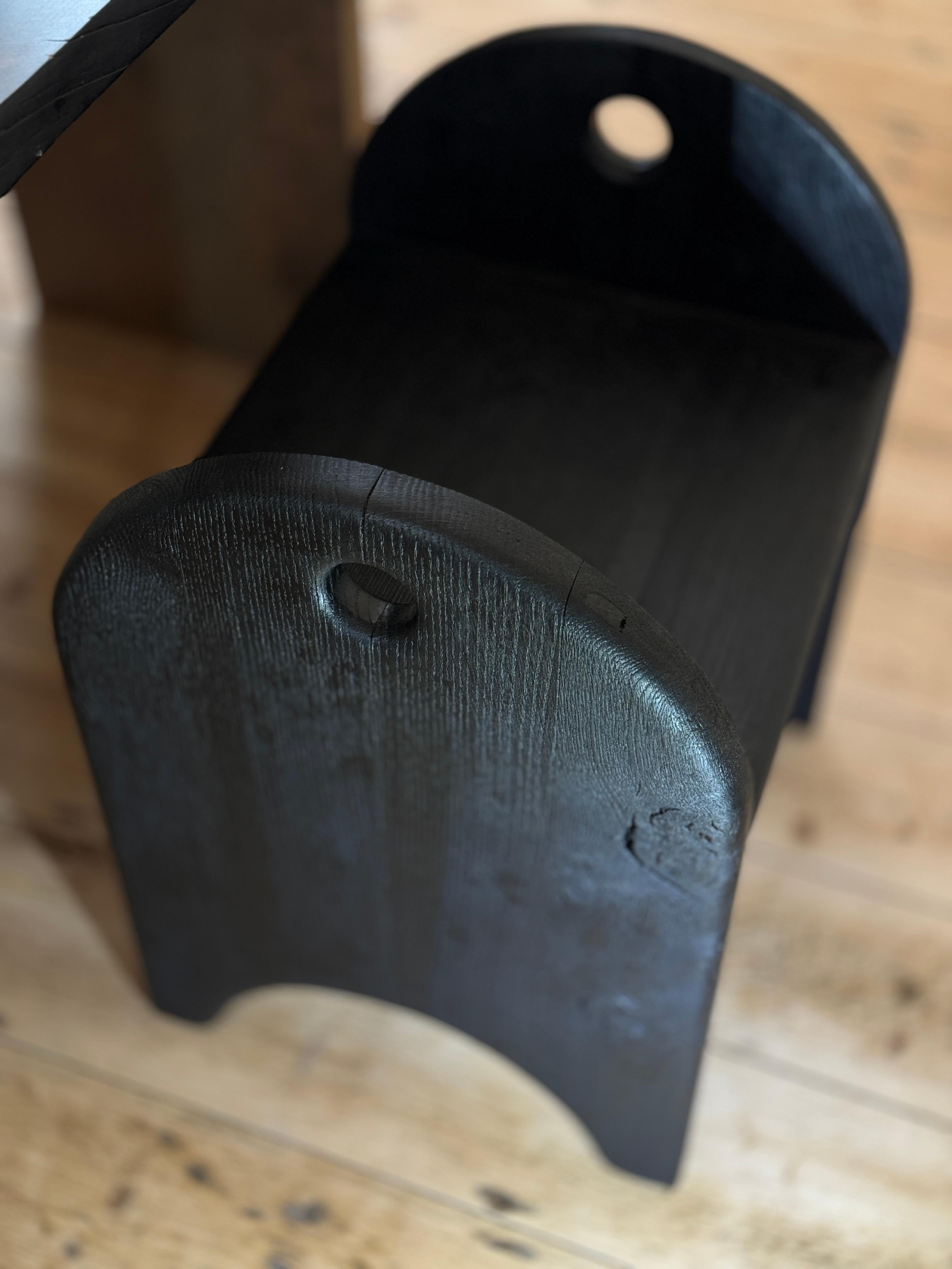 Oak stool charred For Sale 1