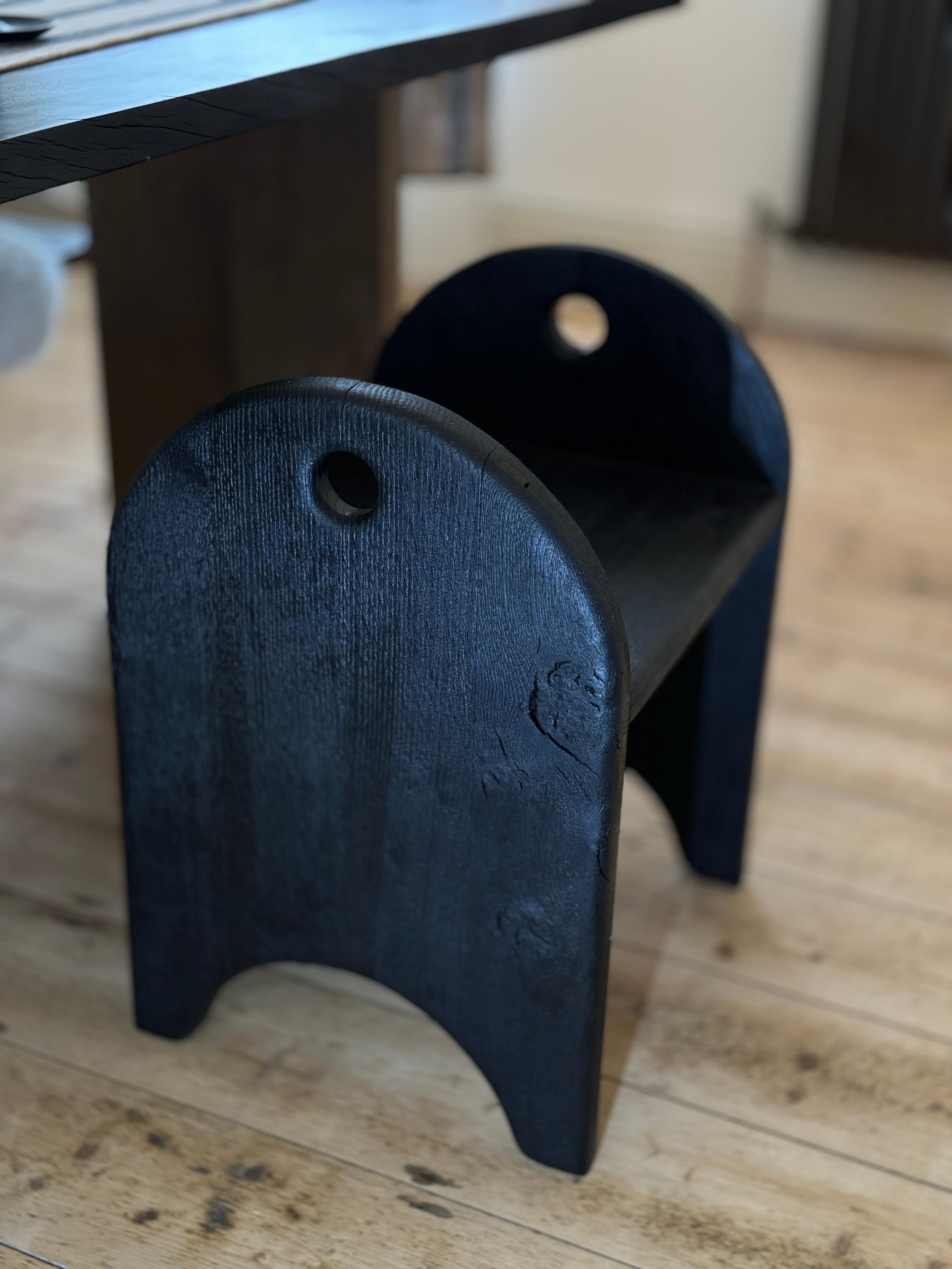 Oak stool charred For Sale 2