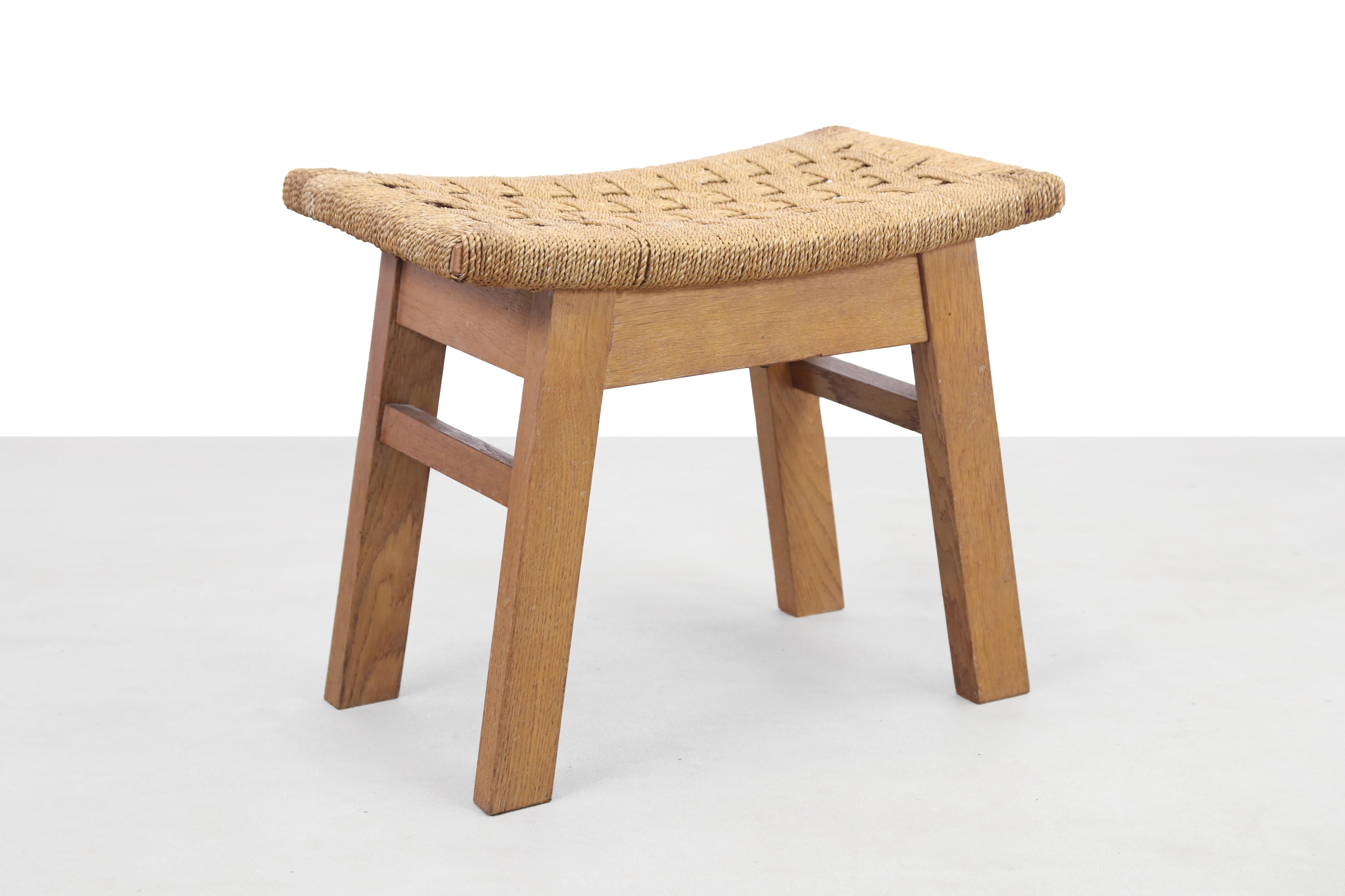 Dutch Oak Stool with papercord seating