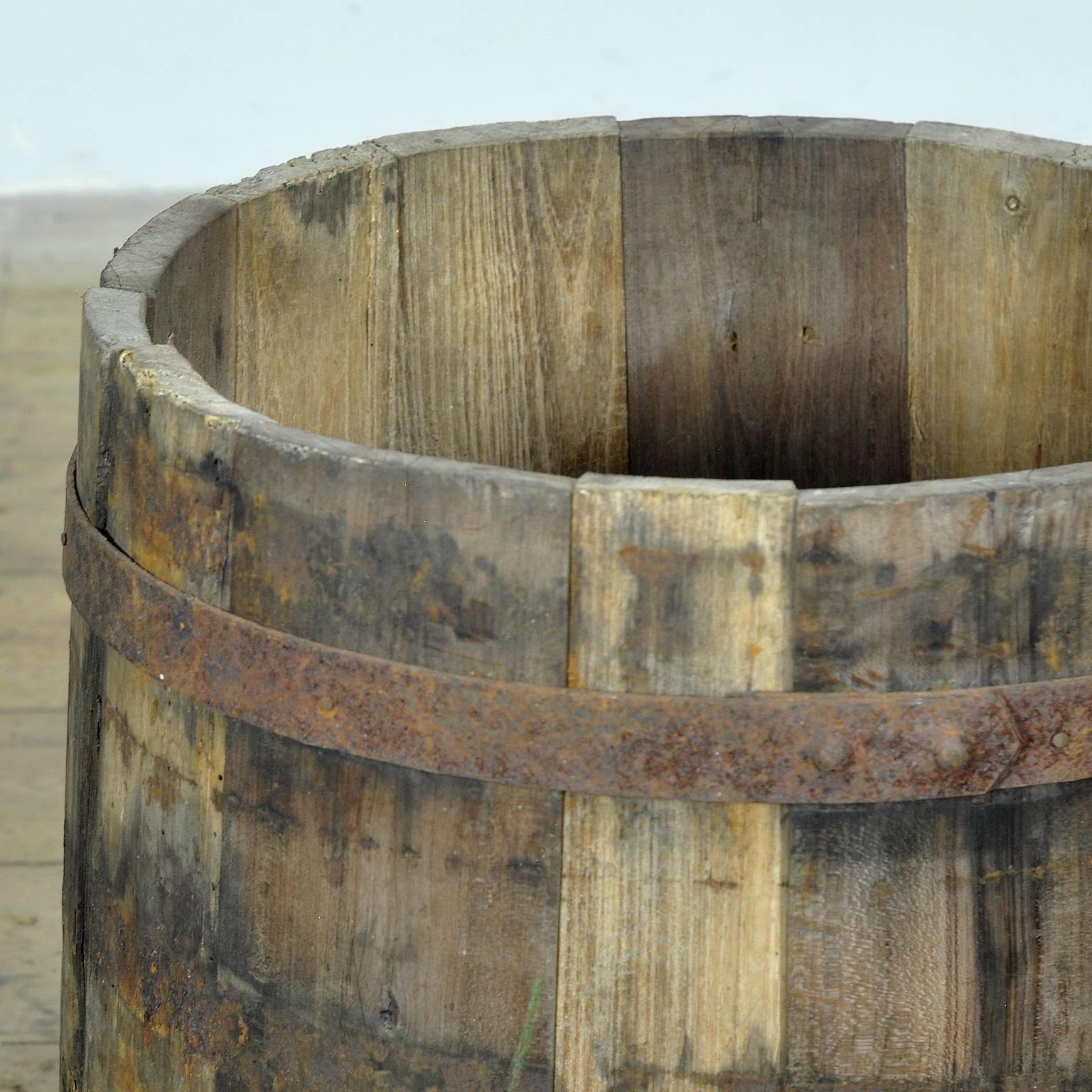 Eichenholz-Lagerfass/Pflanzgefäß, um 1910 (Französisch) im Angebot