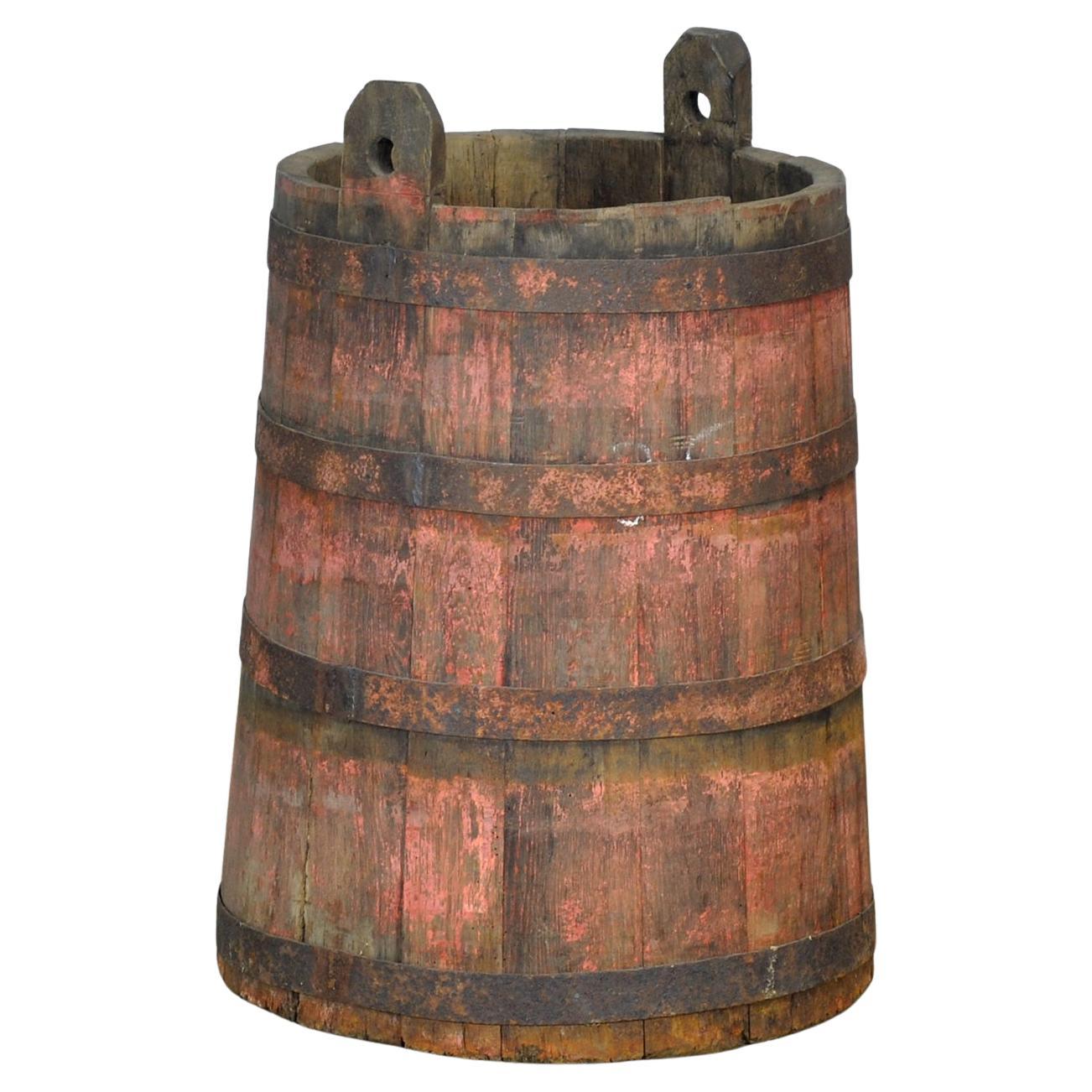 Oak storage barrel/planter, circa 1910