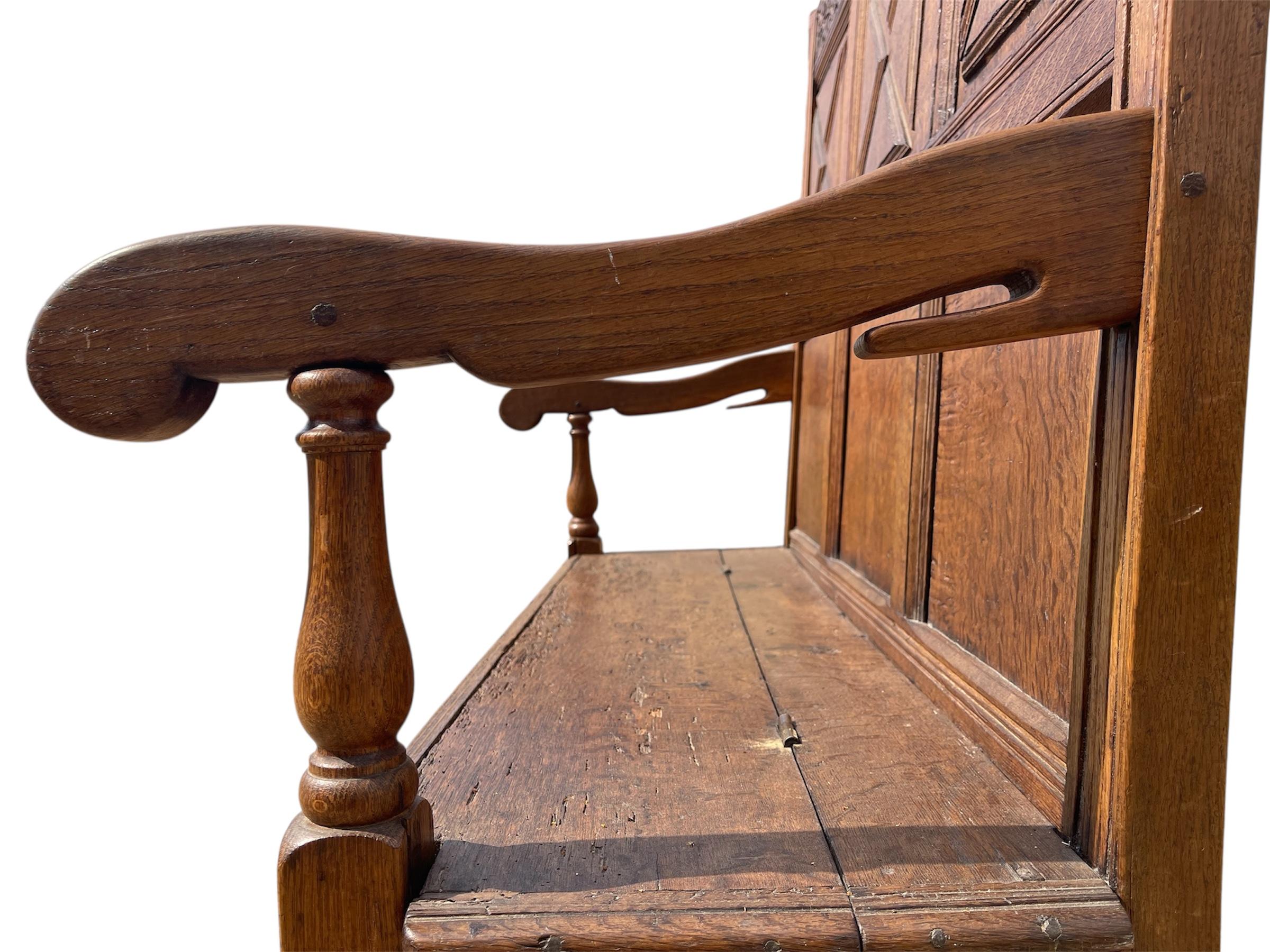 Oak Storage Bench, XIXth For Sale 5