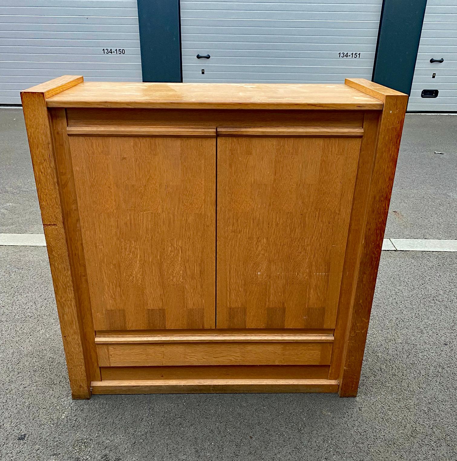 Oak storage cabinet, circa 1970.