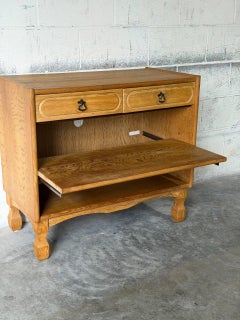 Oak Storage Cabinet with Pull-Out Shelf Danish Mid-Century Modern 1960s