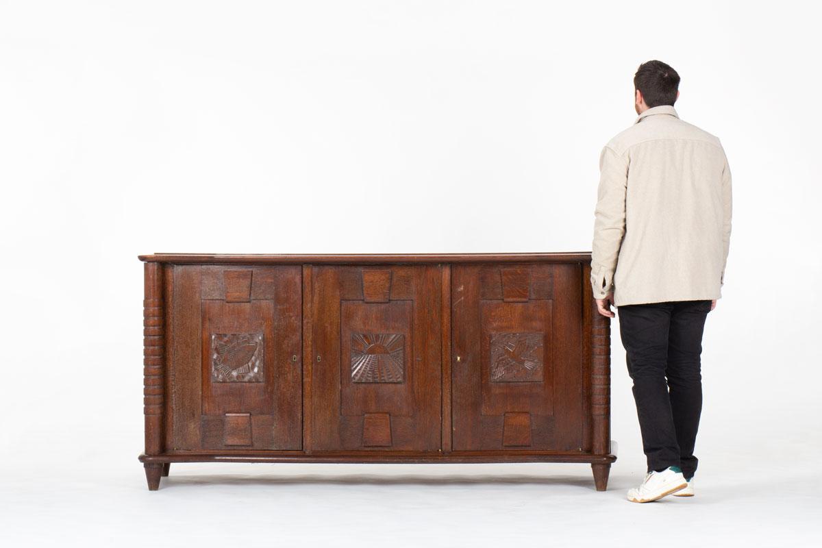 Mobile contenitore in Oak a 3 ante degli anni '50 in vendita 4