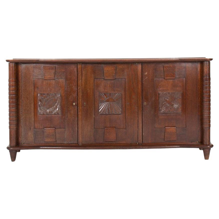 Oak storage unit with 3 door from the 1950s